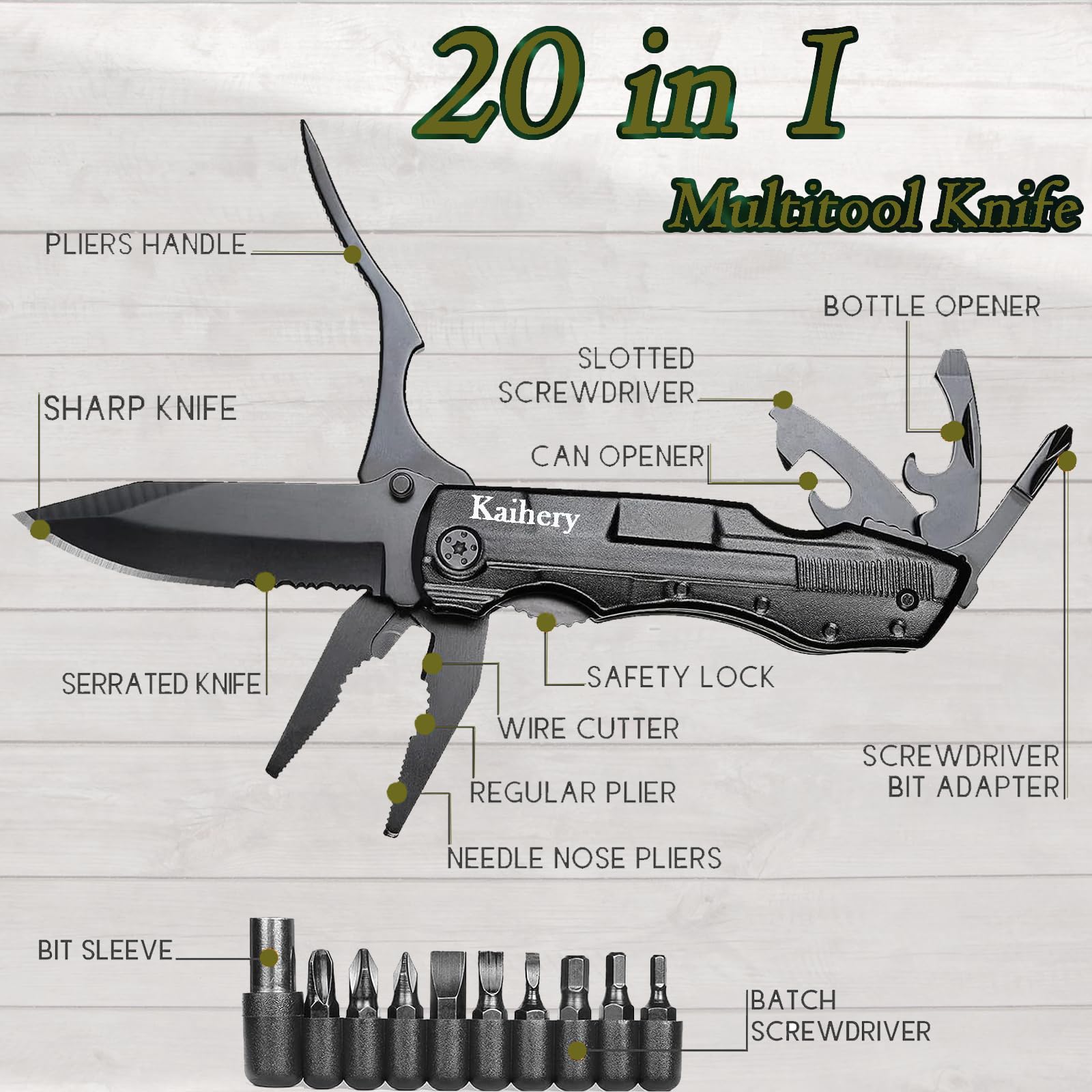 **Best Pocket Knife Folding Multitool - Survival Gear with Knife, Pliers, Screwdriver & Saw - Safety Locking Camping Knife for Men, Dad - Perfect for Outdoor Survival, Hunting, Camping & Everyday Carry (EDC)**