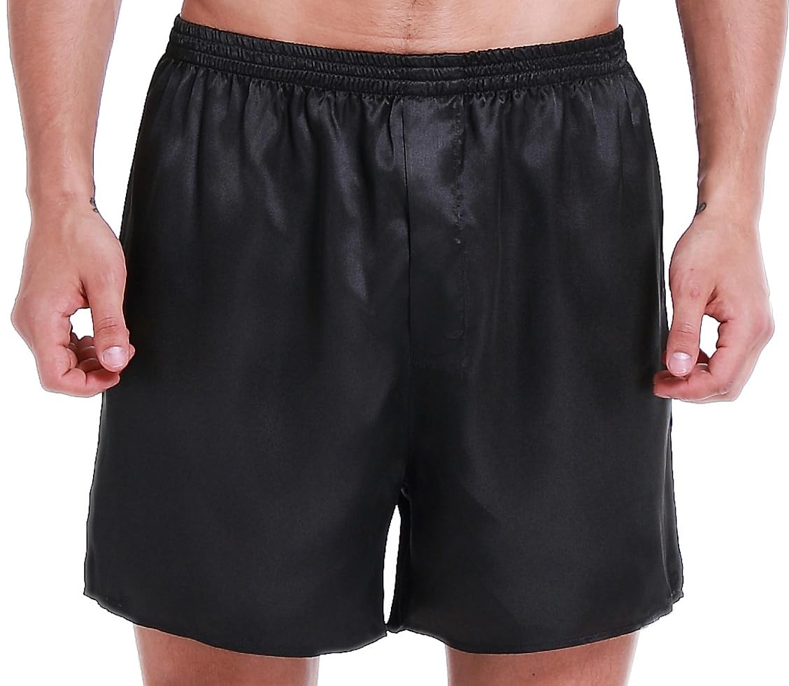 Lavenderi Men's Silk Satin Boxer Shorts - Luxury Sleepwear Pajama Shorts for Comfortable Nightwear & Lounge Wear - Perfect for Home Relaxation, Travel & Gift Giving