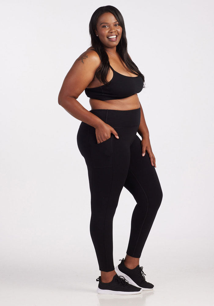 Piper Pocket Leggings for Women - Black High Waist Yoga Pants with Side Pockets - Perfect for Workouts, Running, Yoga & Lounge Wear