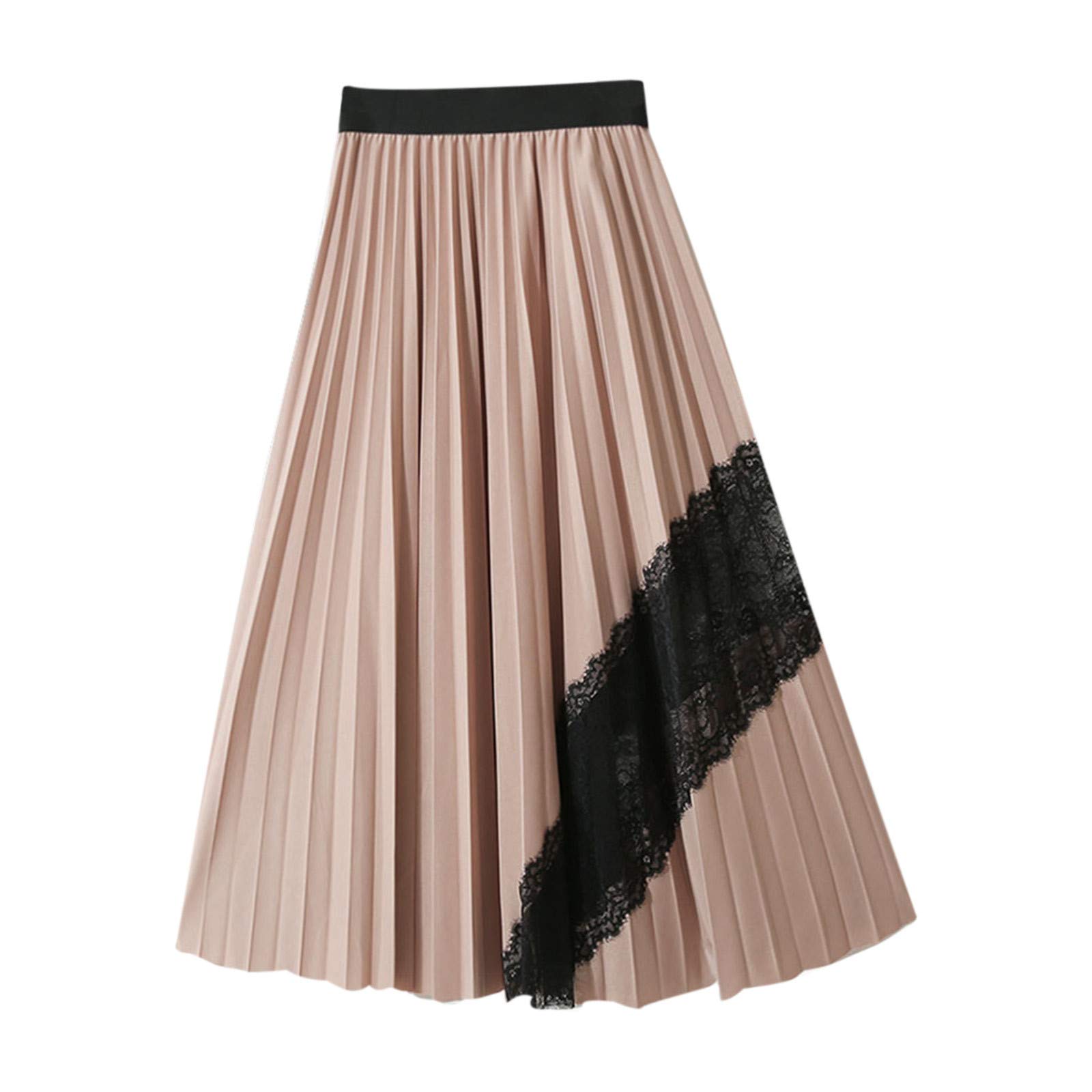 GTMANG Women's Above Knee Pencil Skirt - Petite Printed Elastic Waist with Pleated Hem - Office Work & Casual Wear