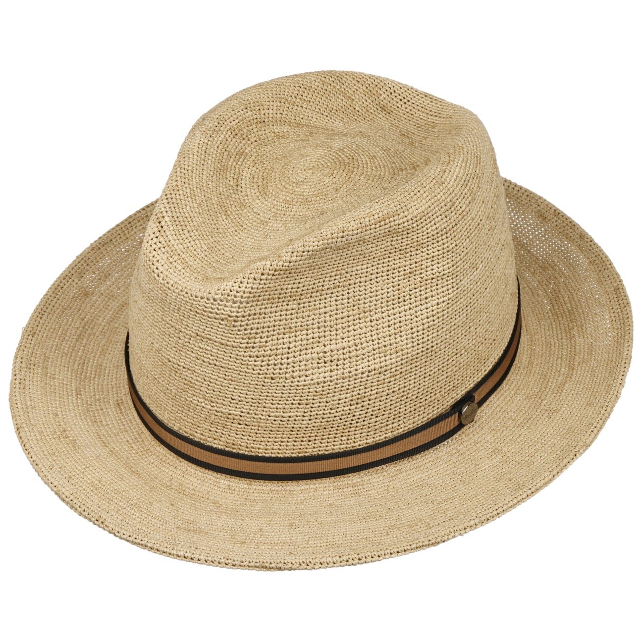 Borsalino Packable Crochet Straw Hat for Women - Lightweight Summer Beach Hat for Travel, Vacation & Outdoor Activities