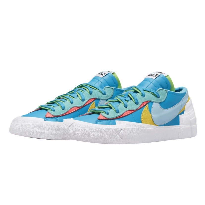 KAWS x Nike x Sacai Blazer Low Sneakers - Neptune Blue & White Colorway | Limited Edition Collab Shoes for Streetwear & Sneaker Collectors | Perfect for Casual Wear, Sneaker Events & Fashion Outfits