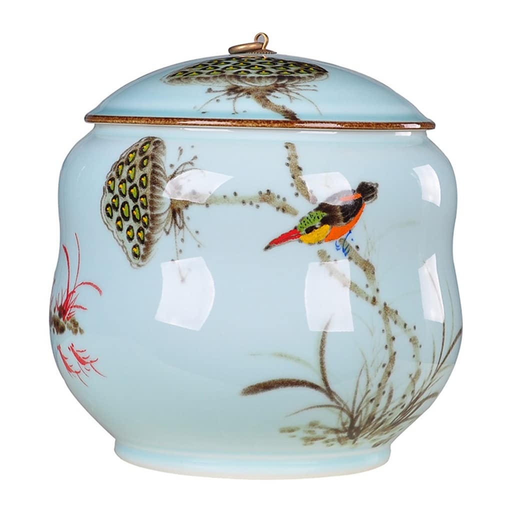 Premium Jingdezhen Ceramic Tea Storage Canister with Lid - Airtight Loose Leaf Tea Tin for Bulk Tea, Coffee & Spices | Keep Tea Fresh & Organized | Ideal for Kitchen, Pantry & Tea Ceremony Gifts