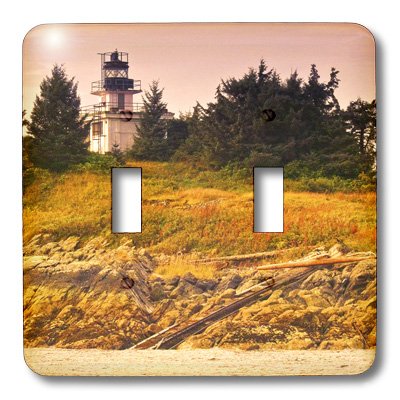 3dRose Ketchikan Alaska Lighthouse Double Toggle Switch - Wall Plate Cover Decor for Home, Office & Cabin - Easy Installation Light Switch Plate