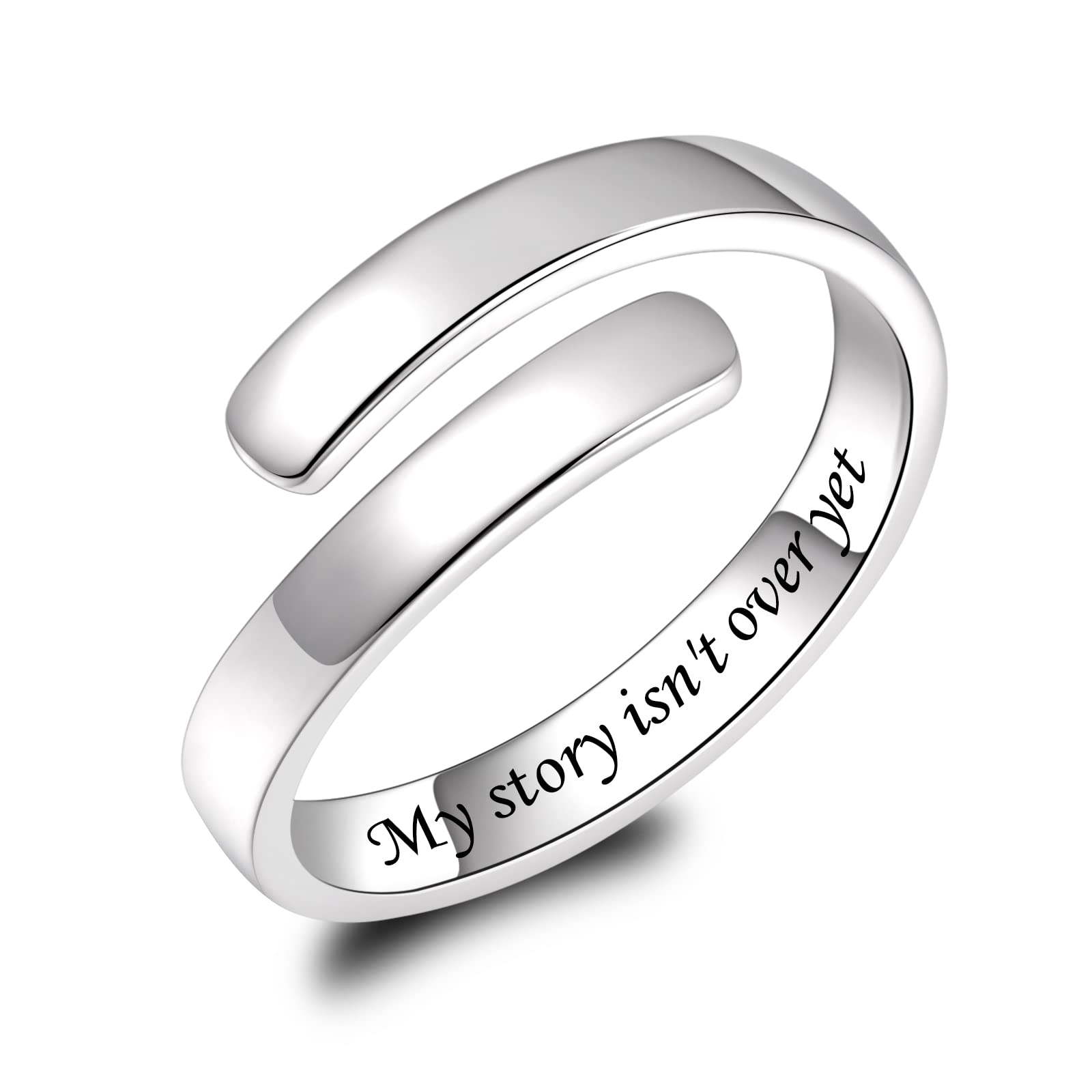 BEILIN 925 Sterling Silver Adjustable Inspirational Ring - Motivational Jewelry for Women & Teens, Perfect Gift for Graduation, Birthday & Daily Encouragement