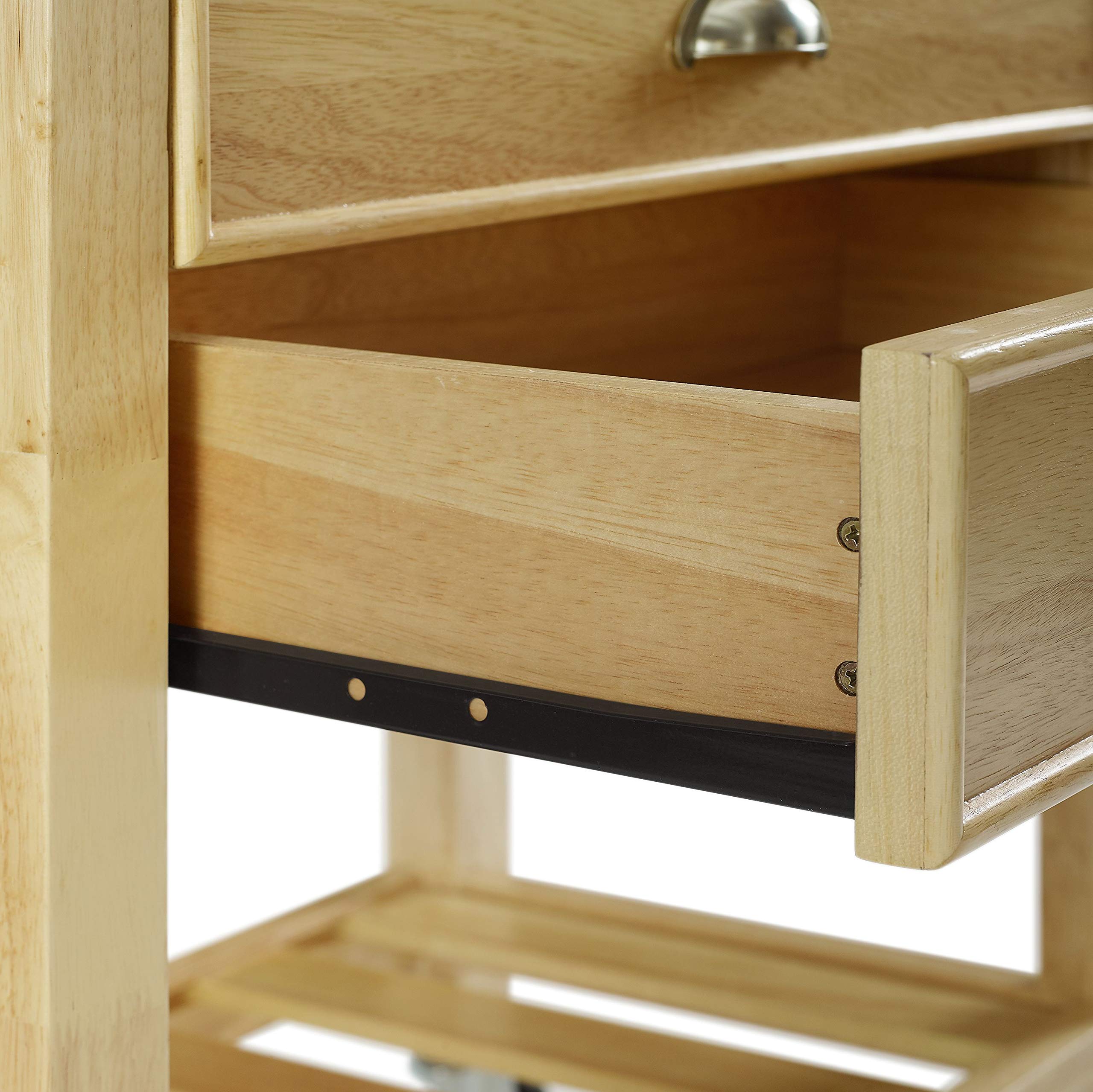 Crosley Bristol Drop Leaf Rolling Kitchen Cart with Serving Tray & Shelves - Microwave Stand, Storage Organizer for Small Spaces, Natural Wood - Perfect for Apartments, Dorms & Compact Kitchens
