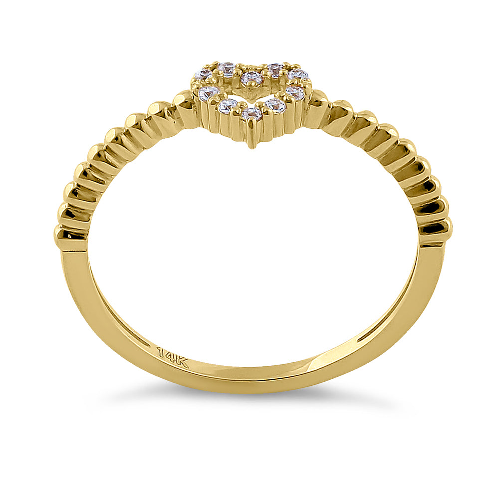14K Solid Yellow Gold Heart Diamond Ring for Women - Perfect for Valentine's Day, Anniversary & Engagement Gifts