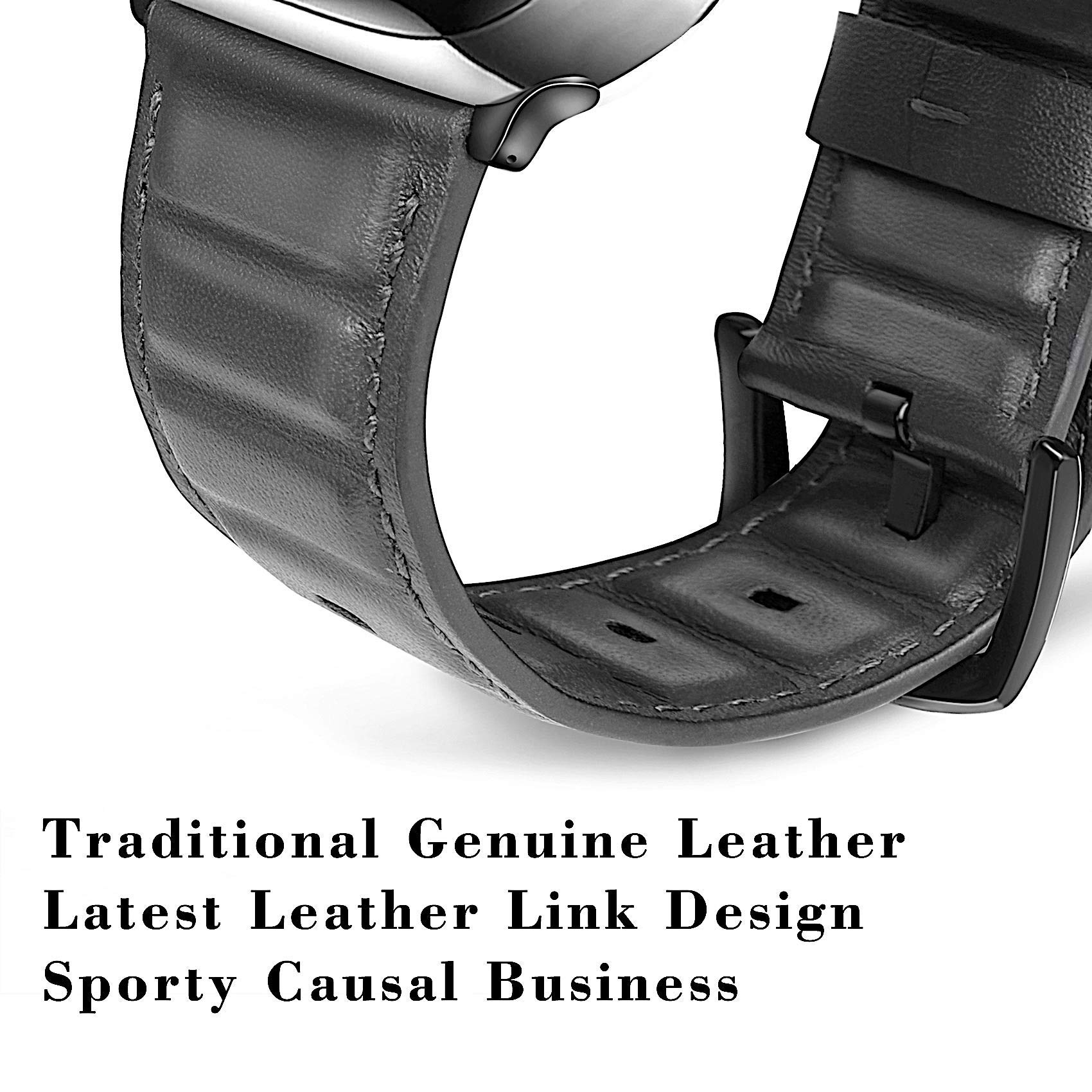 Genuine Leather Apple Watch Band 44mm 42mm - Premium Leather Link Strap for iWatch Series 7/6/SE/5/4/3/2/1 - Stylish & Comfortable for Work, Gym & Everyday Wear