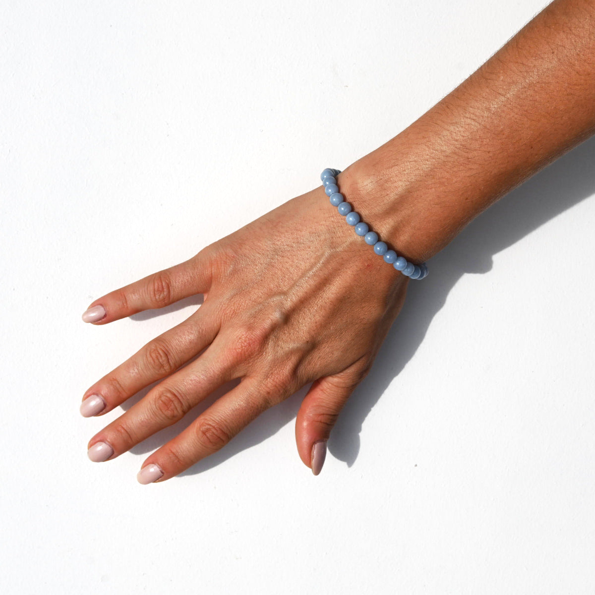 Angelite Bracelet for Women - Natural Stone Healing Crystal Jewelry for Stress Relief & Positive Energy | Perfect for Meditation, Yoga & Spiritual Gifts
