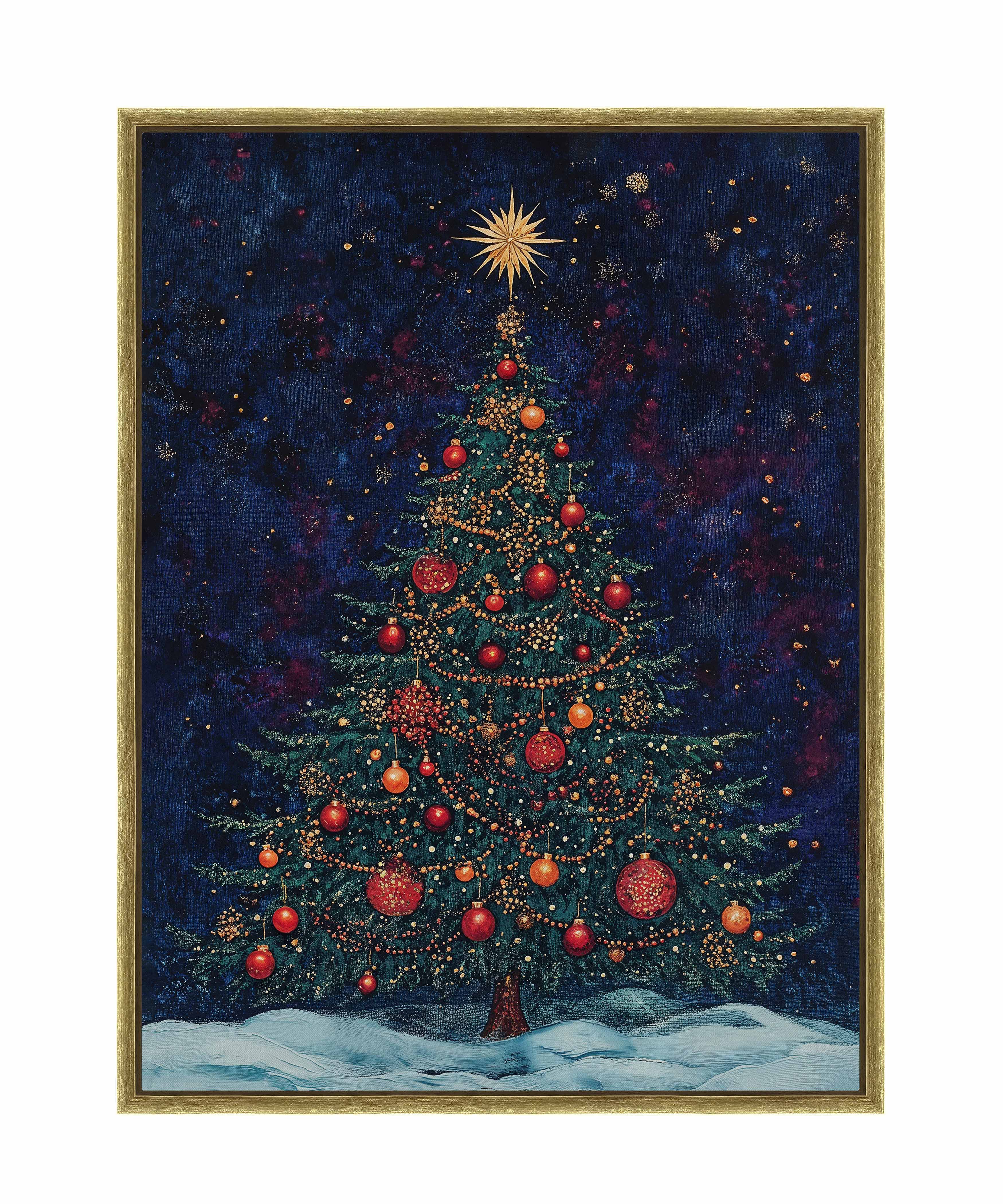 Homestead Christmas Spruce Gallery Wrapped Canvas Wall Art - Perfect for Holiday Home Decor, Living Room & Bedroom Christmas Decorations