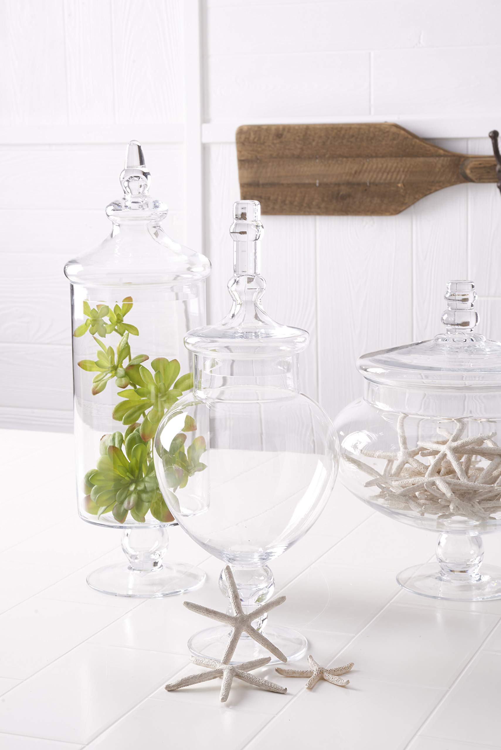 K&K Interiors 5-Piece Glass Storage Jars with Airtight Lids - Clear Kitchen Canisters for Flour, Sugar, Coffee & Pantry Organization - Perfect for Home, Office & Gift Giving