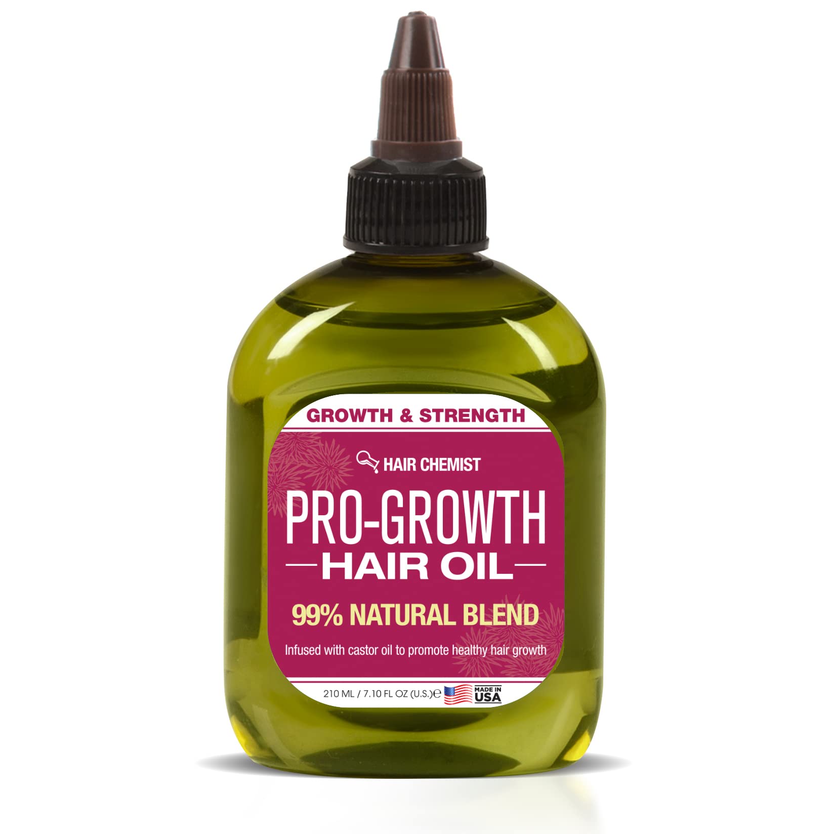 Hair Chemist Pro-Growth Hair Oil with Castor Oil 7.1 oz - Natural Hair Growth Treatment for Thicker, Longer & Healthier Hair - Perfect for Daily Scalp Massage & Nighttime Hair Care Routine