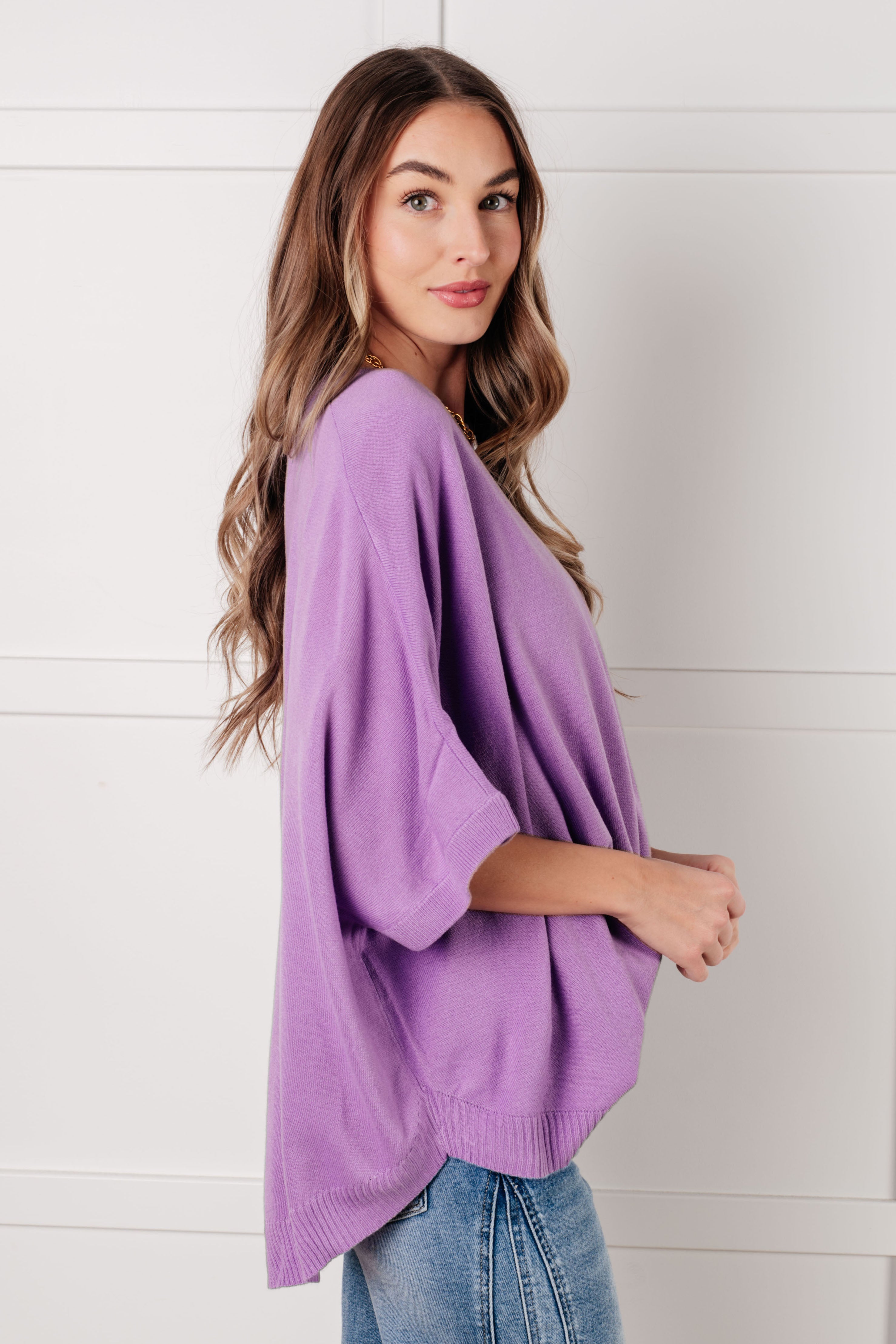 Lilac Whisper Dolman Sleeve Blouse - Women's Flowy Boho Chic Tunic Top for Casual Wear & Date Nights