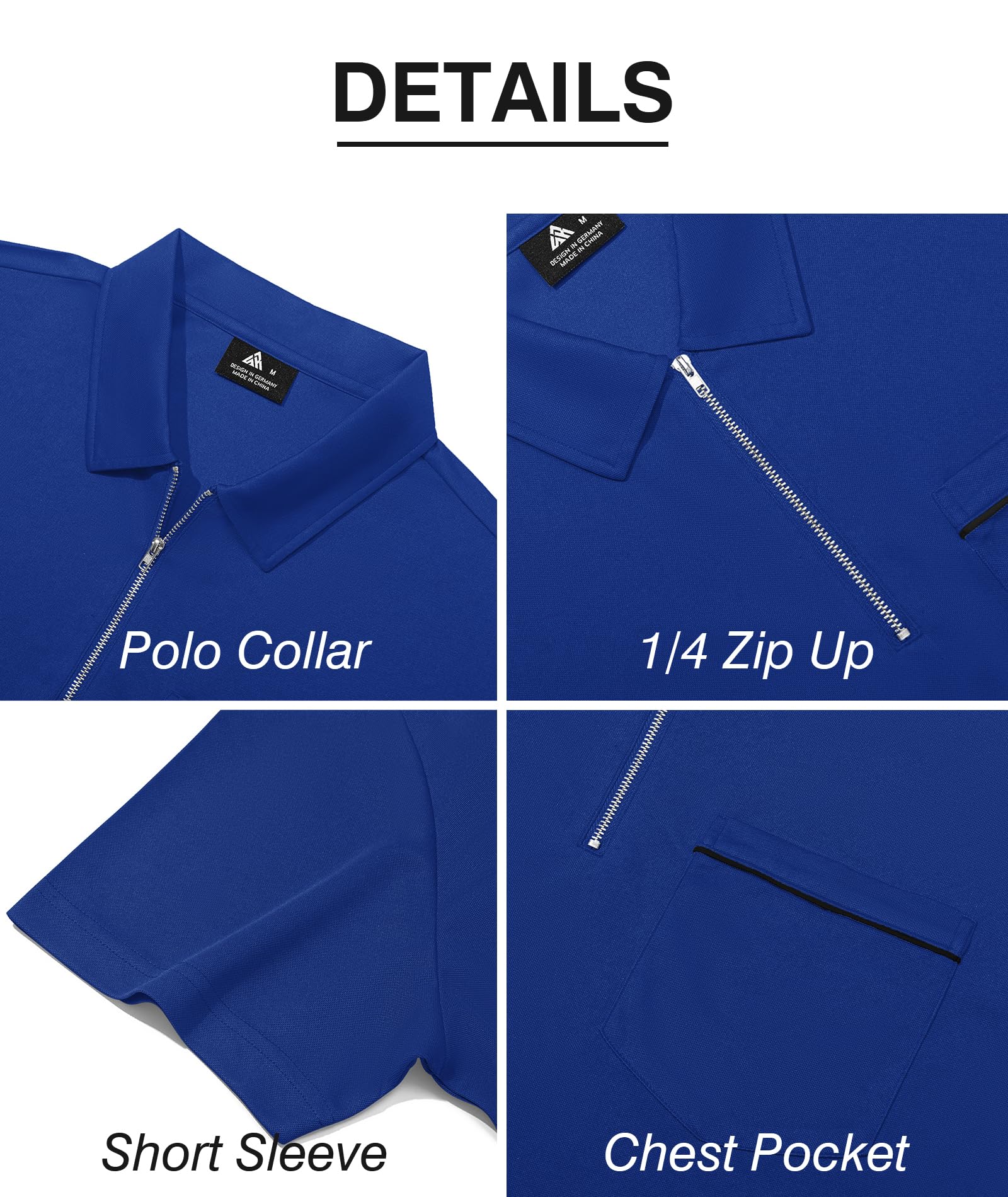 Men's Lightweight Short Sleeve Polo Shirt with Quarter Zip & Pocket - Classic Casual Golf Shirt for Men - Perfect for Golf, Work, and Everyday Wear