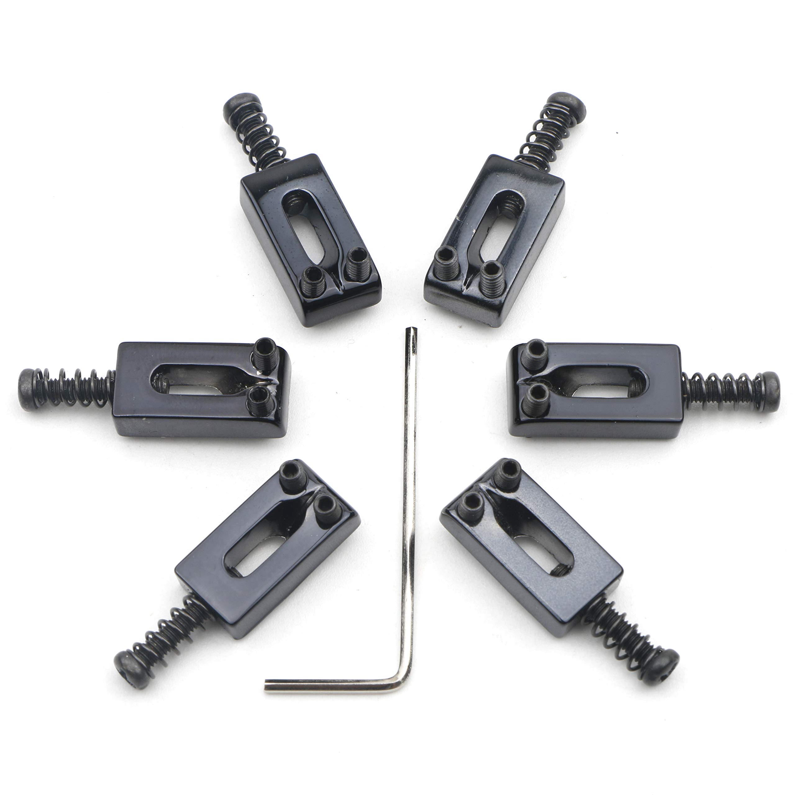 Premium 6-Pack Black Electric Guitar Bridge Saddles for Fender Strat & Tele - High-Quality Tremolo Replacement Parts - Perfect for Guitar Maintenance, Upgrades & Professional Performances