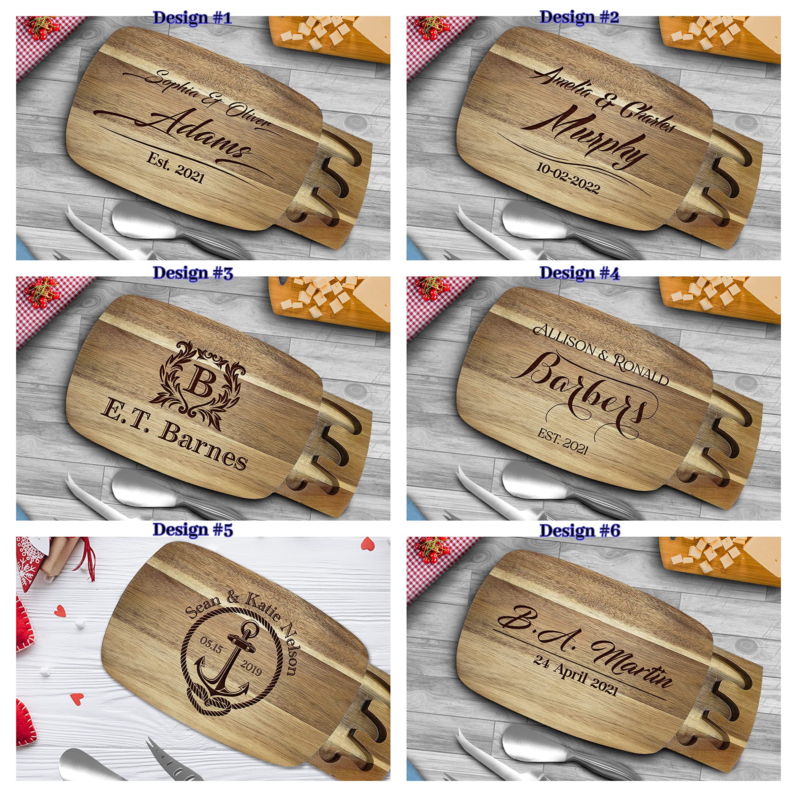 Personalized Engraved Cheese Board with Names - Monogrammed Charcuterie Platter for Couples - Custom Wedding & Engagement Gift - Perfect for Anniversary, Housewarming & Dinner Parties