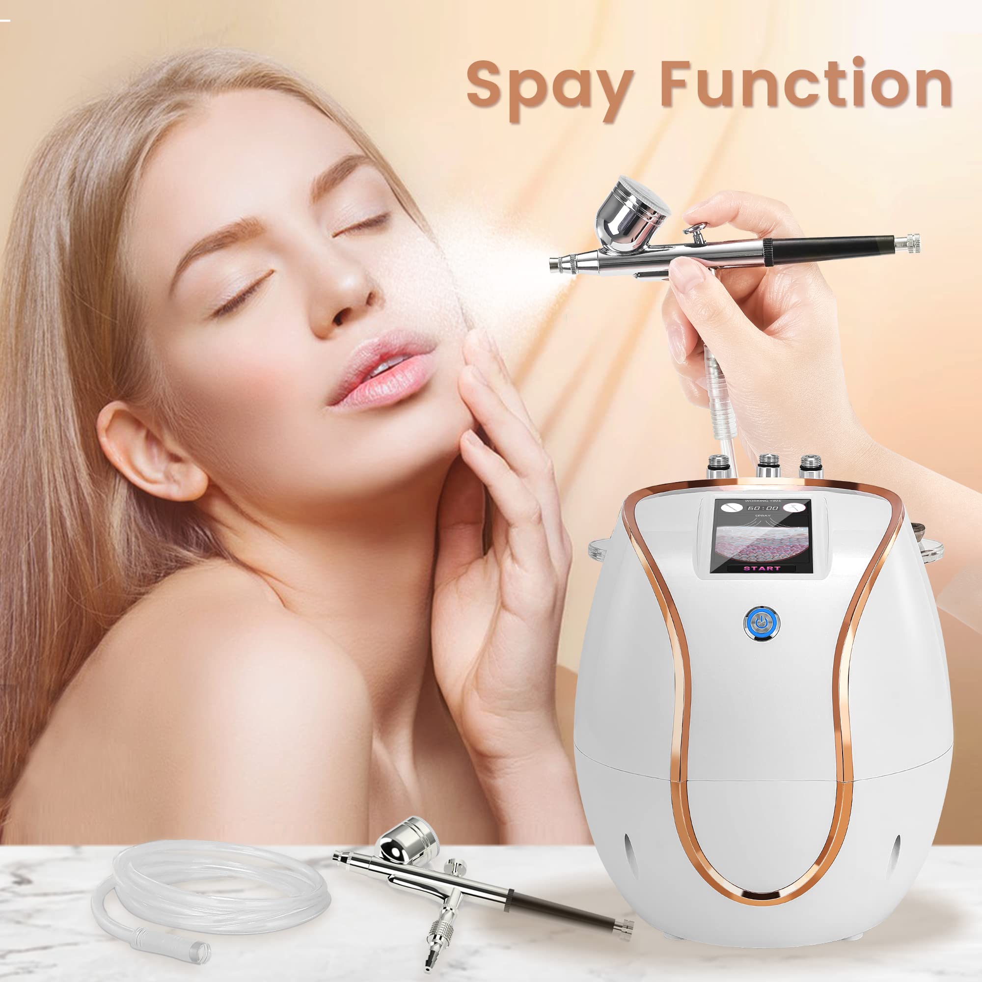 Professional Diamond Microdermabrasion Machine with Touch Screen for Facial Skin Care - 68cmHg Suction Power, Includes Spray Gun, 350 Cotton Filters, Tips & Wands - Perfect for Spa, Salon & At-Home Skin Rejuvenation Treatments