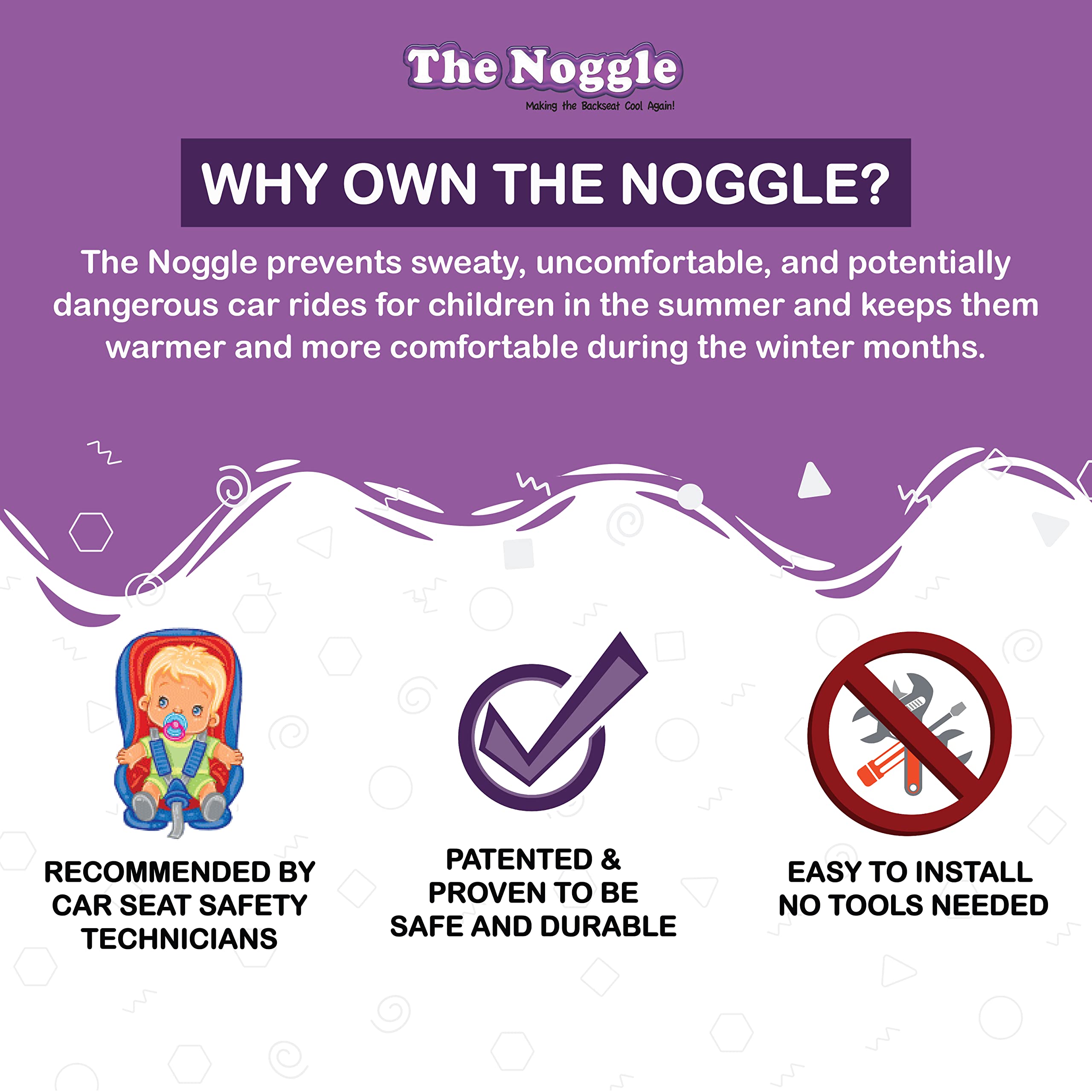 NOGGLE 8ft Kids Personal Air Conditioning System - Made in USA - Car Vent Hose for Backseat Cooling - Directs Cool Air to Children in Vehicles - Perfect for Road Trips & Summer Travel - Grey