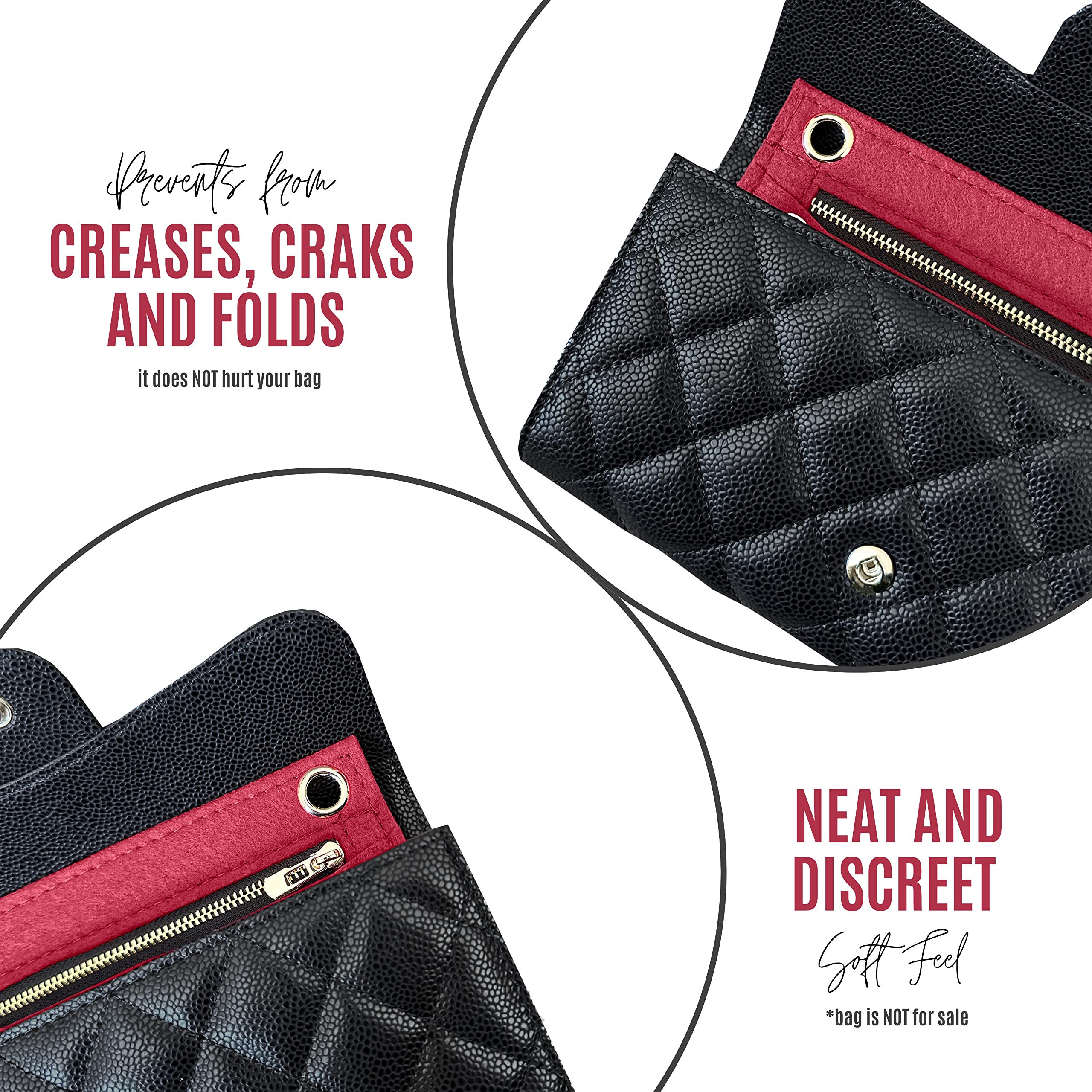 Long Wallet Conversion Kit for Long Flap Wallet Insert & Chain Strap - Gold Silver Card Holder Crossbody Converter Kit with 120cm Leather Chain (Scarlet) - Perfect for Everyday Use, Travel, and Fashion Accessories