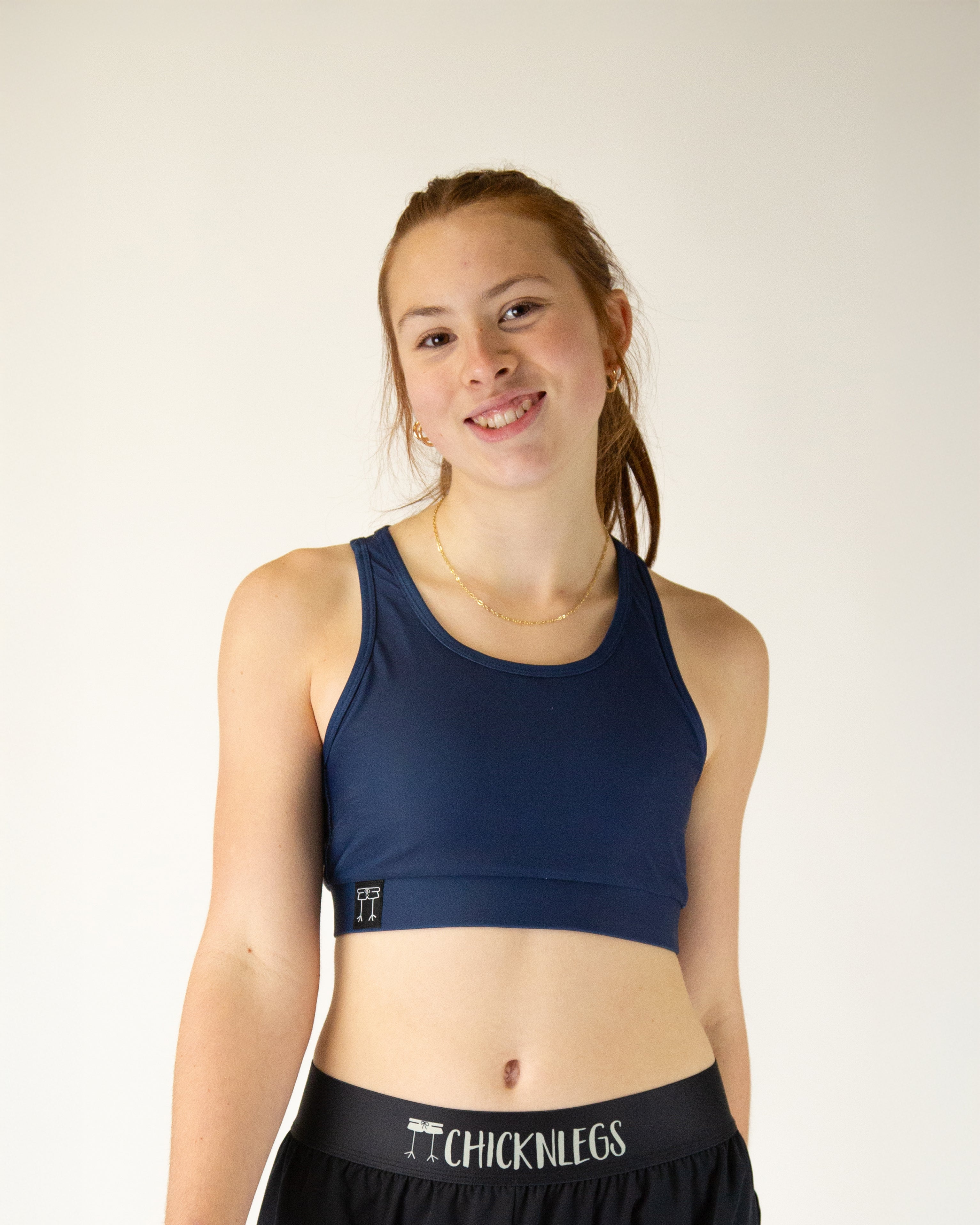 High-Quality Navy Blue OG Sports Bra for Women - Comfortable & Supportive Workout Top for Running, Yoga & Gym