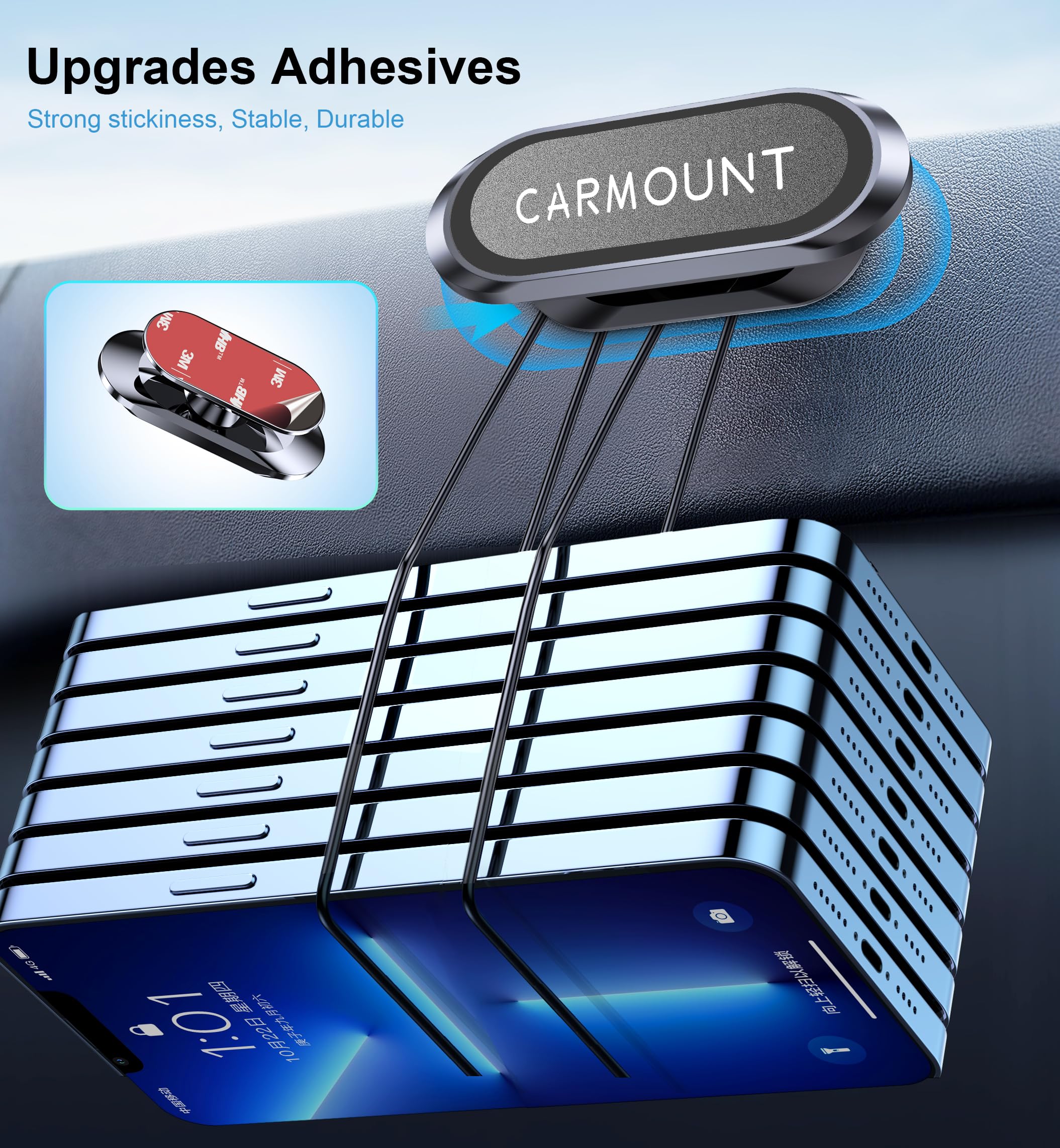 Super Strong Magnetic Phone Holder for Car - 360° Rotatable Universal Dashboard Phone Mount for iPhone, Samsung & All Smartphones | Secure & Hands-Free Driving Accessory