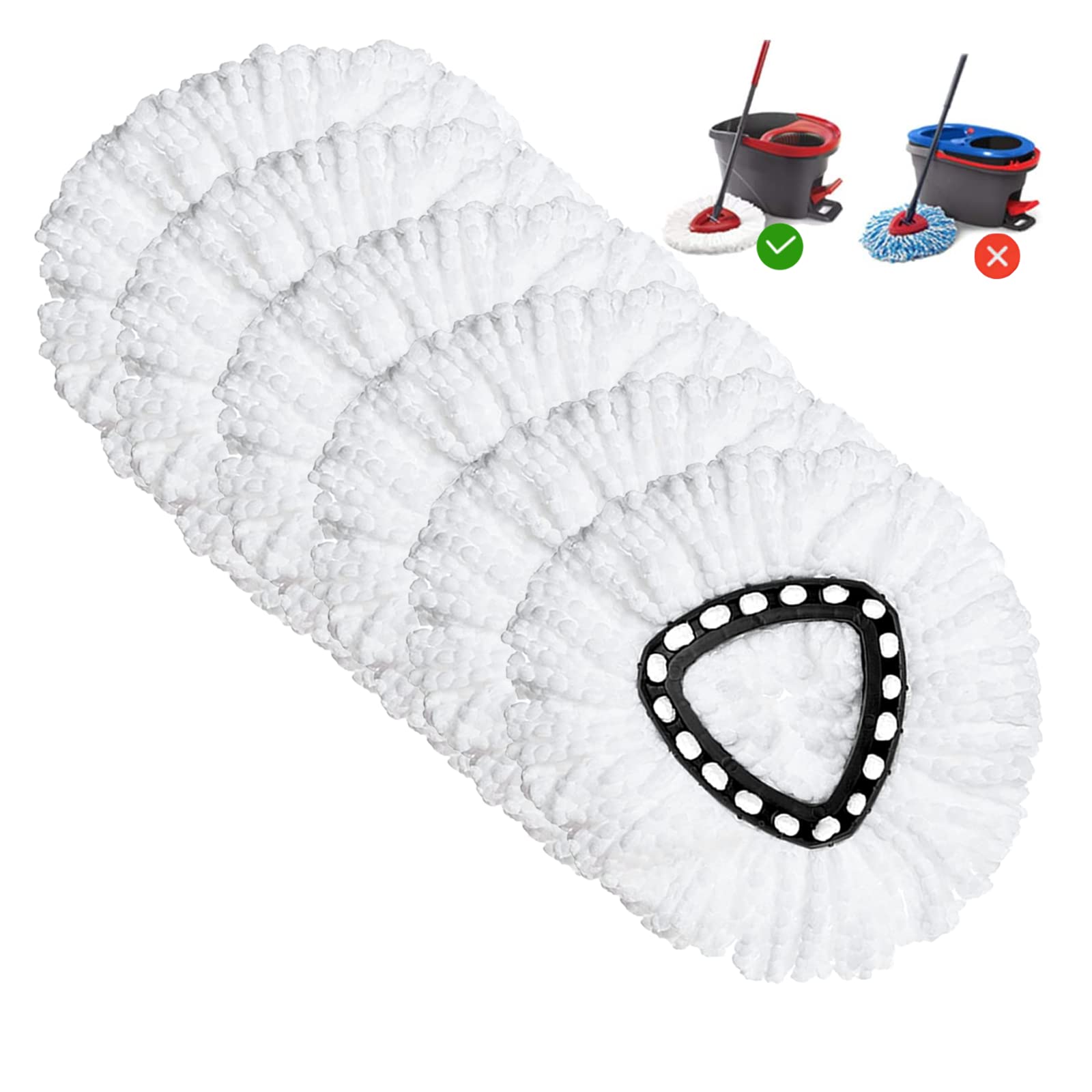 6 Pack Spin Mop Replacement Heads - Compatible with O-Cedar Triangle Swivel Mops | Microfiber Deep Cleaning Refills | Machine Washable & Easy to Install | Perfect for Kitchen, Bathroom & Hard Floor Cleaning