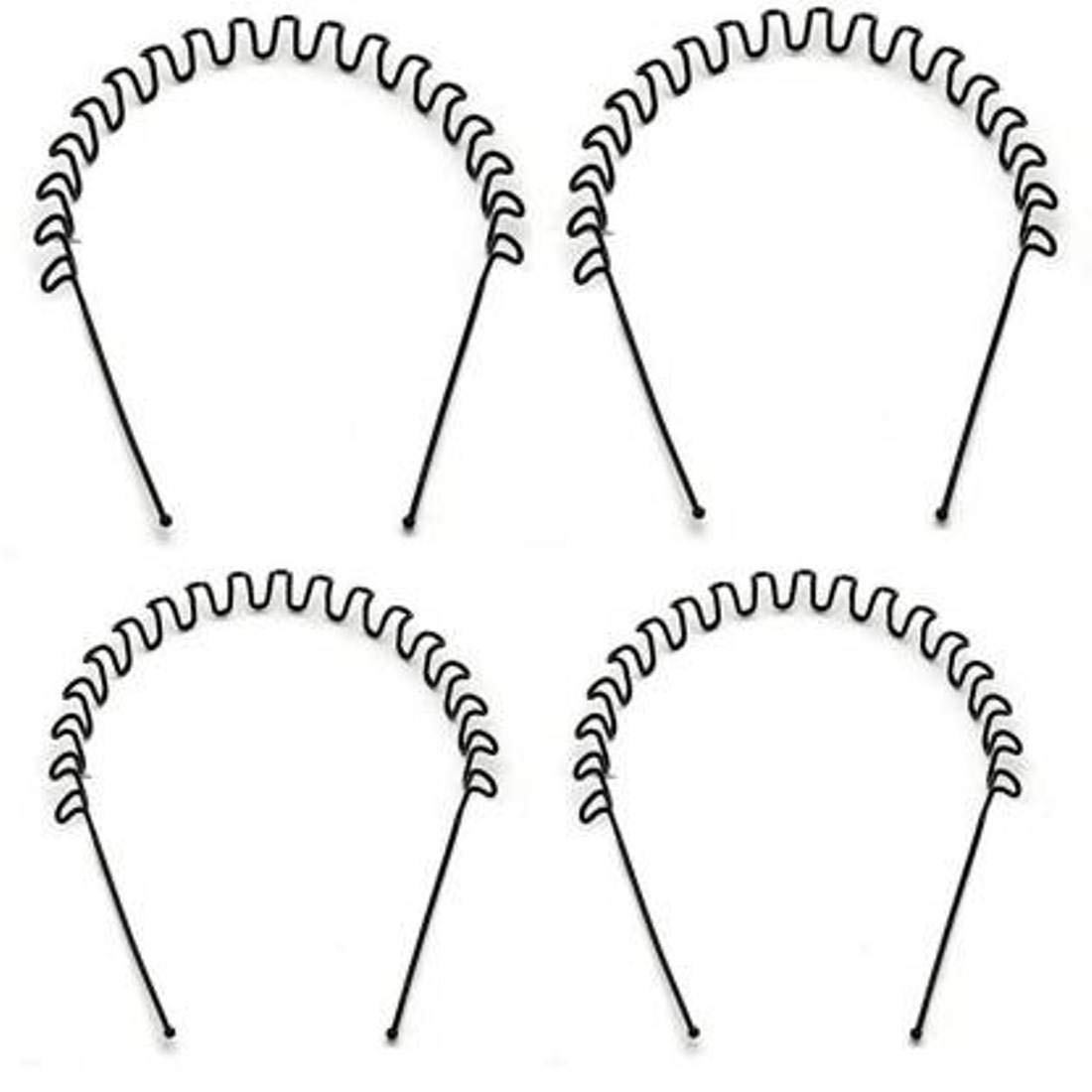 ELRINZA 4-Pack Black Spring Zigzag Wave Metal Hair Clips - Stylish Hair Hoop for Women & Girls, Perfect for Daily Use, Work, School & Parties