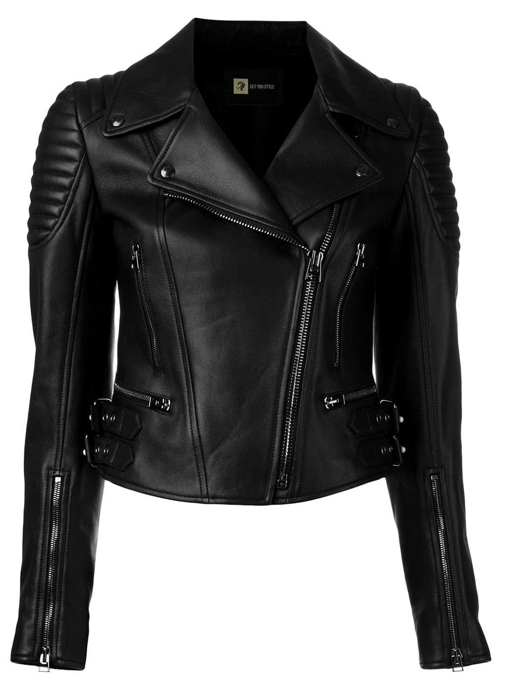 Premium Women's Black & Red Biker Motorcycle Leather Jacket - Plus Size Fashion for Riding & Casual Wear