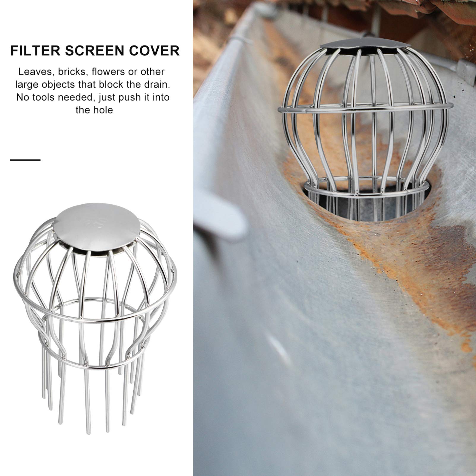 Rooftop Drain Sink Mesh Gutter Guard - Stainless Steel Downspout Strainer for Leaf & Debris Protection | Perfect for Home Roof, Rain Gutters & Water Drainage Systems