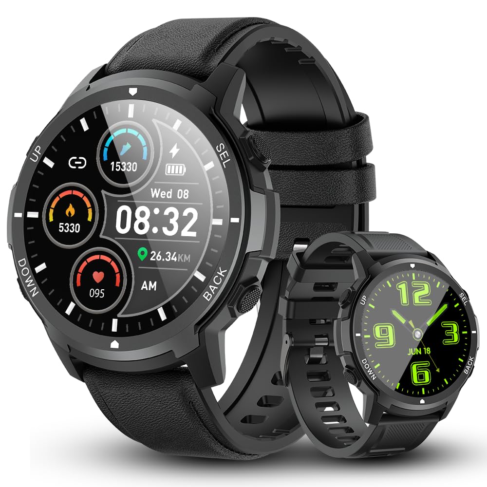 Smart Watch for Men - Fitness Tracker with Heart Rate Monitor, Bluetooth Call, Waterproof Military Tactical Sport Watch for Android & iPhone | Perfect for Running, Outdoor Activities & Daily Use