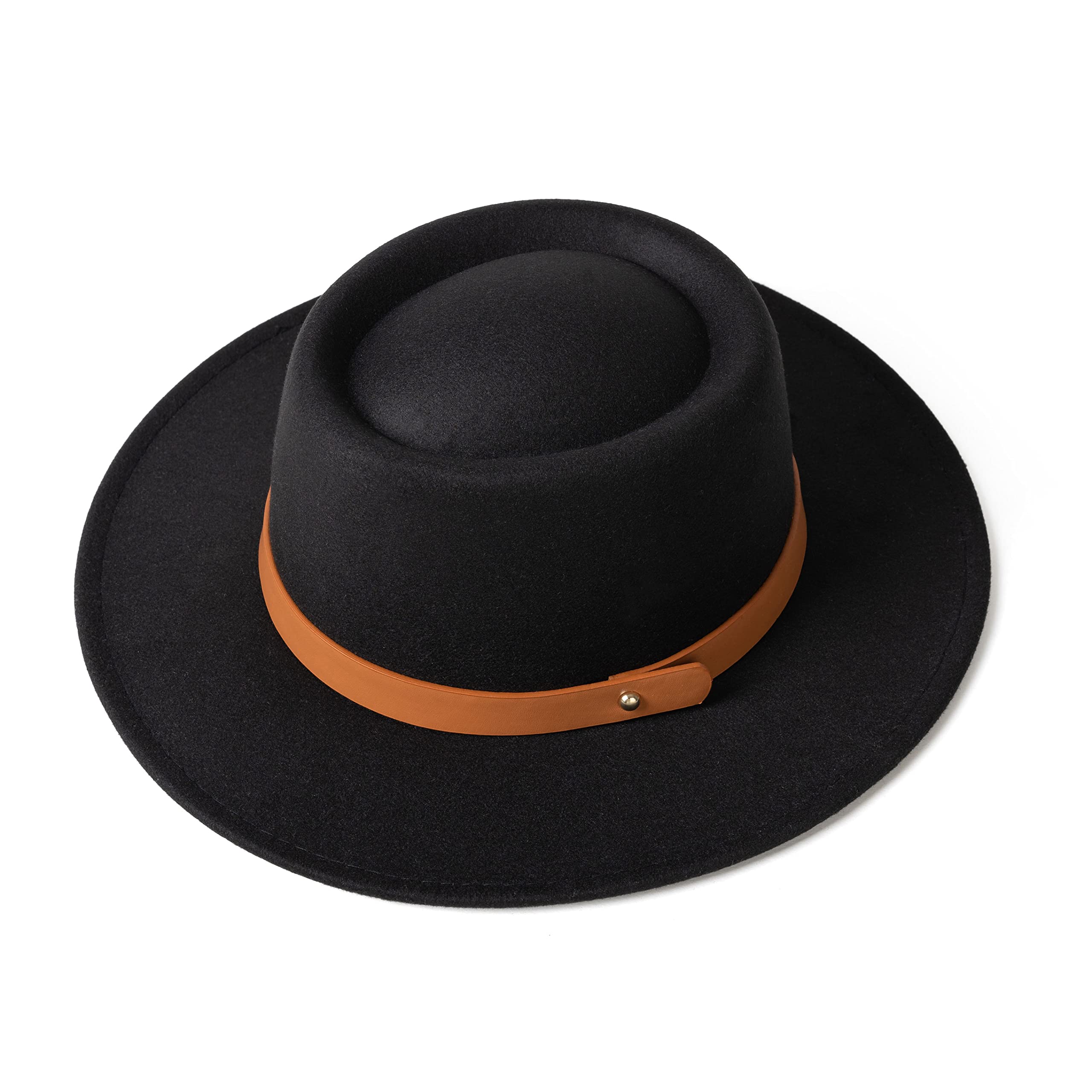 Vintage Wide Brim Fedora Hat for Women - Retro Floppy Pork Pie Style with Adjustable Belt Buckle - Perfect for Outdoor Events, Beach Vacations & Fashion Photoshoots