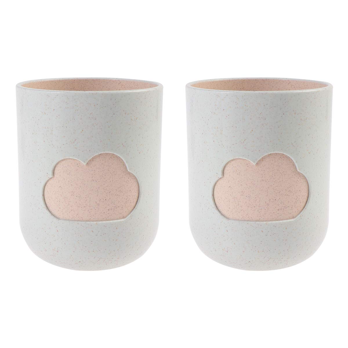 Eco-Friendly Wheat Straw Toothbrush Holder Set - 2 Pack Natural PP Cloud Pattern Bathroom Cups for Toothbrush & Tumbler | Sustainable Home & Bathroom Organization (Green) - Perfect for Eco-Conscious Families & Spa-Like Bathroom Décor