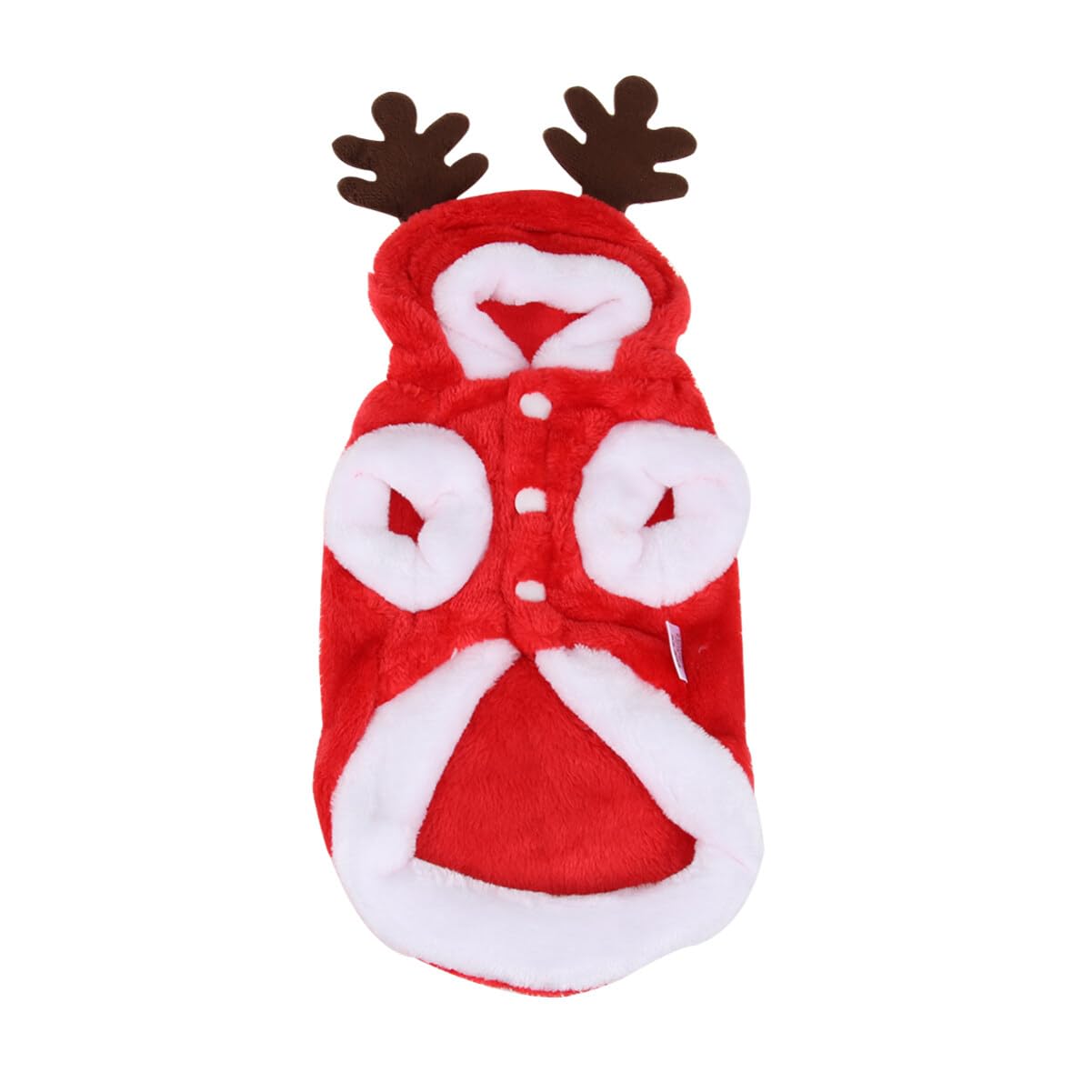 POPETPOP Flannel Reindeer Dog Costume with Elk Antlers - Christmas Pet Outfit for Small Dogs (XS) | Cute Holiday Dog Clothes for Xmas Parties & Photo Shoots