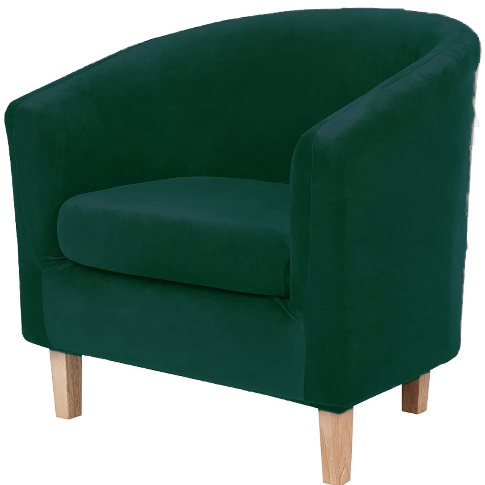 Konsilsa Velvet Stretch Slipcover for Club Chairs - 2-Piece Spandex Armchair Cover, Furniture Protector (Dark Green) | Perfect for Living Room, Bedroom & Office Decor