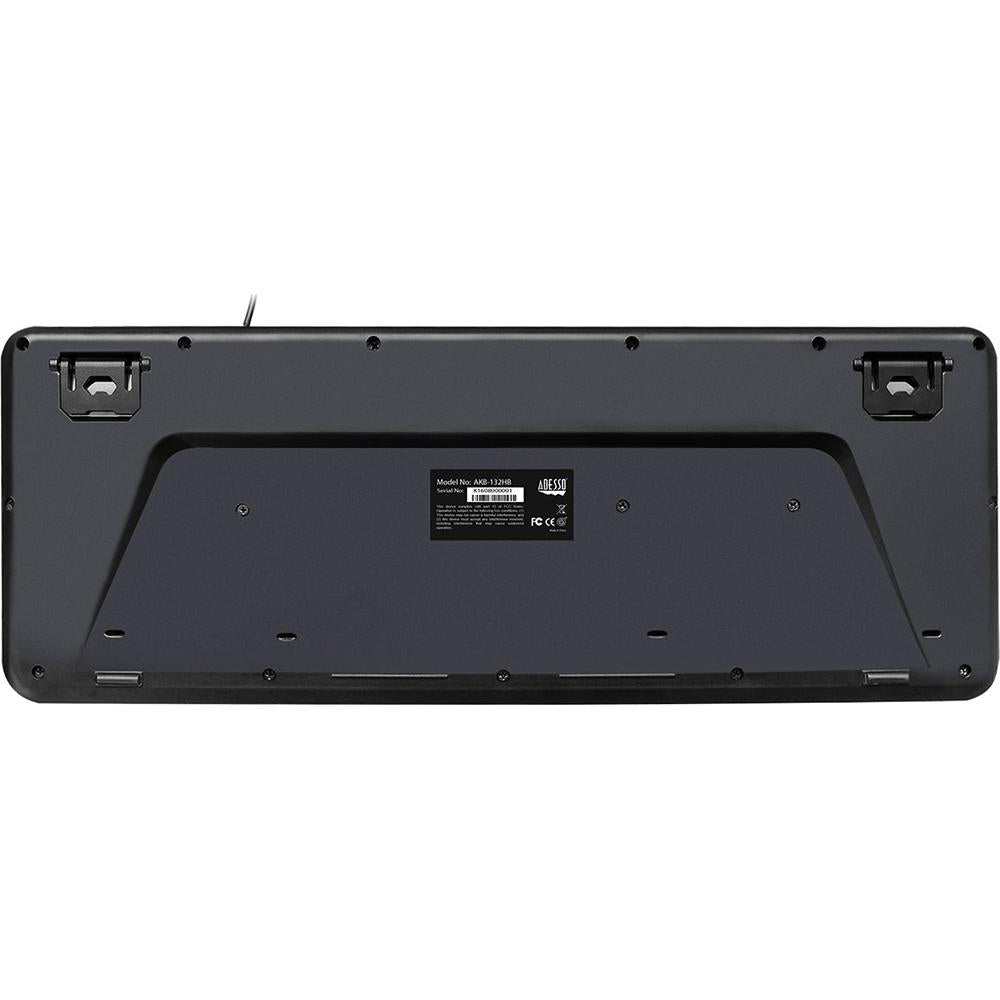 Adesso AKB 132HB Wired USB Multimedia Keyboard with 3-Port Hub - Perfect for Office, Gaming & Home Computer Workstations
