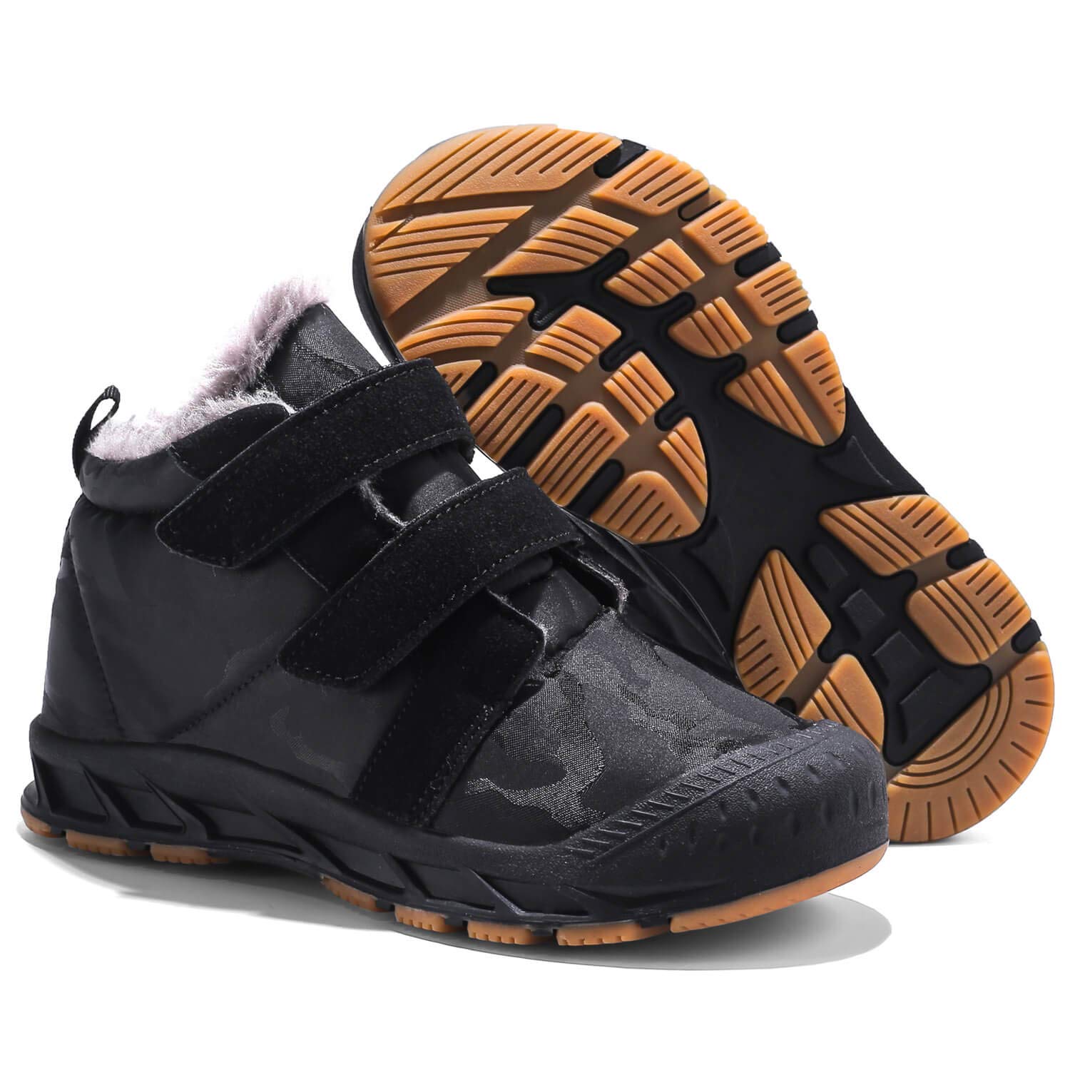 Kids' Winter Snow Boots - Anti-Slip Ankle Boots with Hook & Loop Fastener & Fur Lining - Black Size 11.5 - Warm Waterproof Shoes for Boys & Girls - Perfect for Snow Play, Sledding & Cold Weather Activities