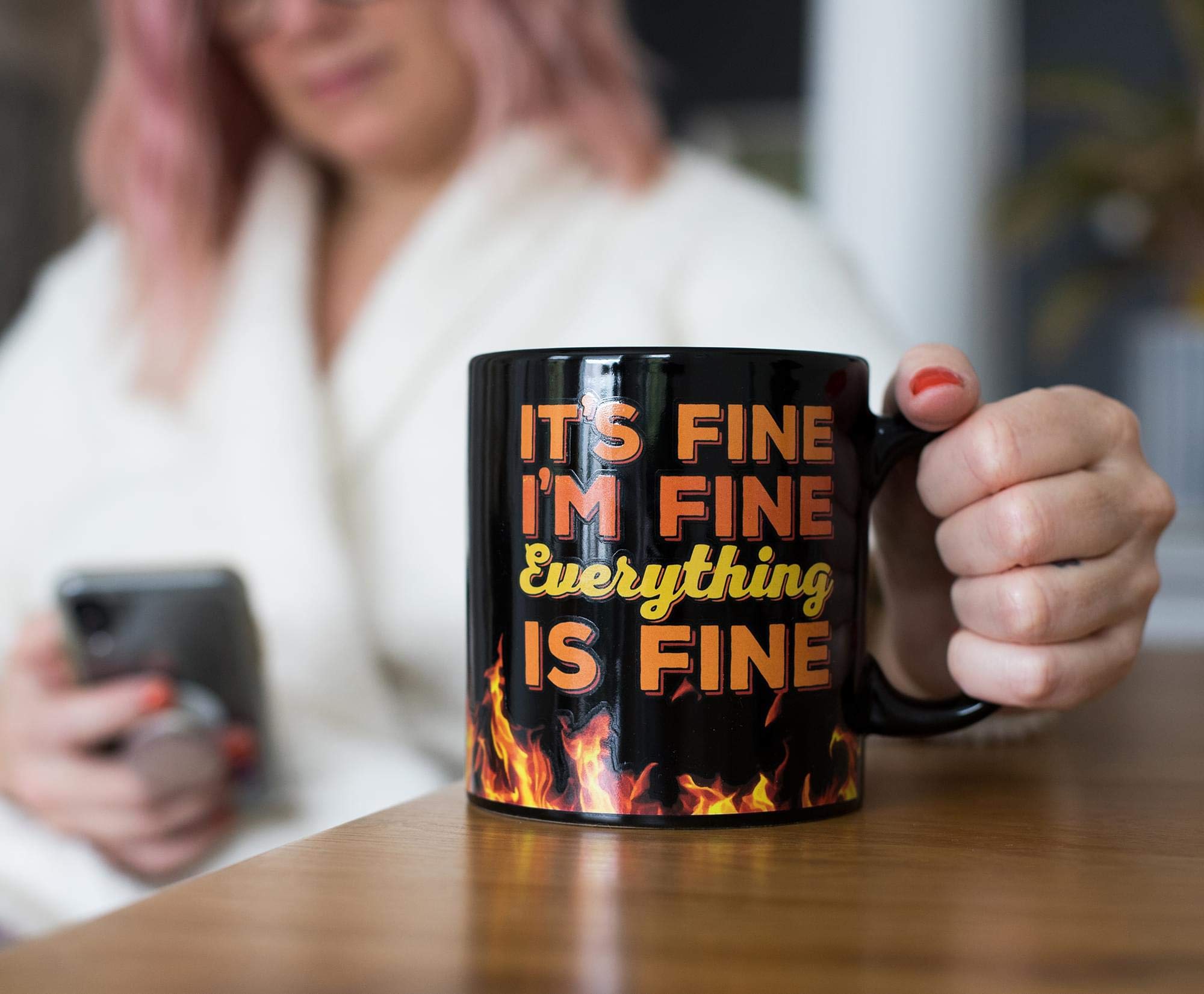 Funny 20-Oz Ceramic Coffee Mug - 'It's Fine I'm Fine Everything Is Fine' Oversized Large Cup for Tea, Hot & Cold Drinks - Perfect for Office, Home & Gifts