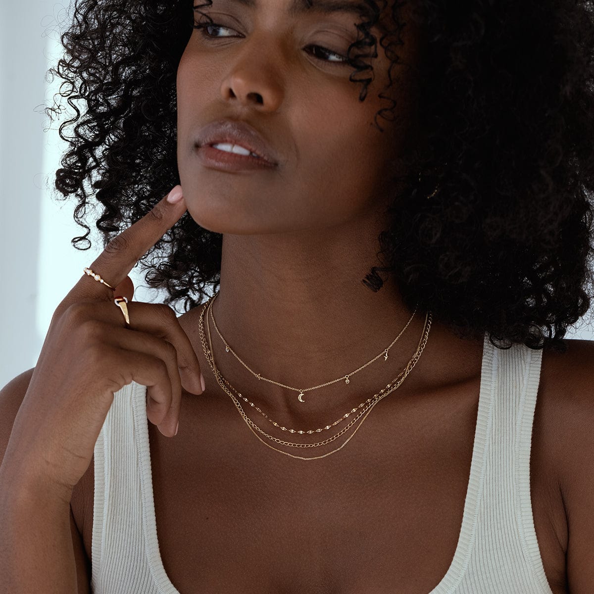 Elegant Three Chain Sparkle Necklace for Women - Layered Gold & Silver Necklaces for Party, Wedding & Evening Wear