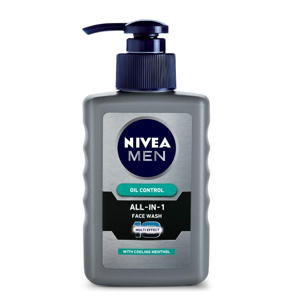 NIVEA Men Face Wash for Oily Skin with 10x Vitamin C, 150ml & NIVEA Men Active Care Lip Balm SPF 15, 4.8g - Daily Skincare Routine for Men, Gym & Outdoor Protection