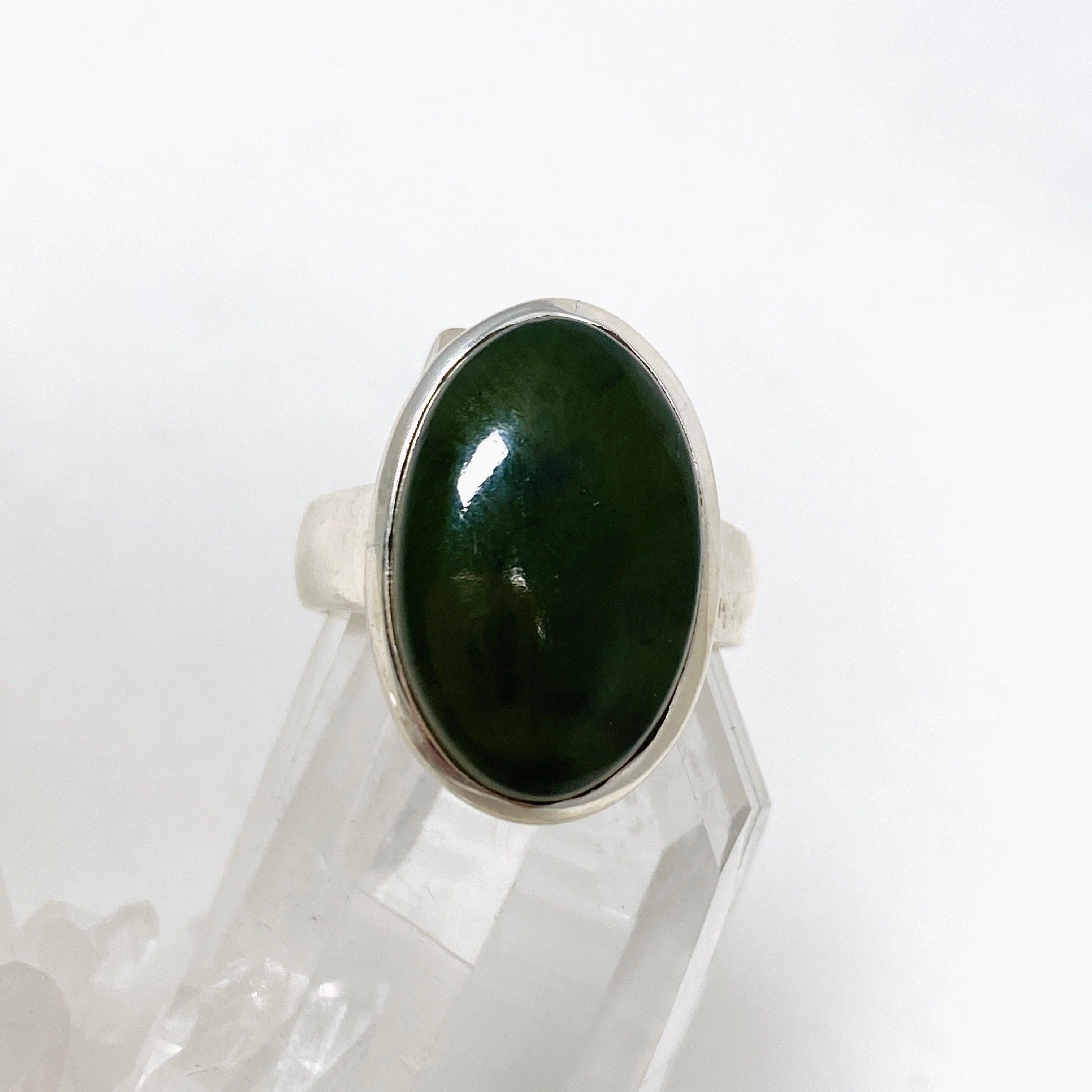 Siberian Jade Nephrite Oval Ring - Size 7.5 PRGJ411 - Elegant Jewelry for Women, Perfect Gift for Anniversary, Birthday & Special Occasions