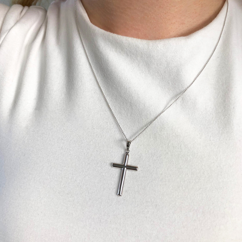 9ct White Gold Cross Pendant for Women - Elegant Religious Jewelry Gift for Baptism, Confirmation & Everyday Wear