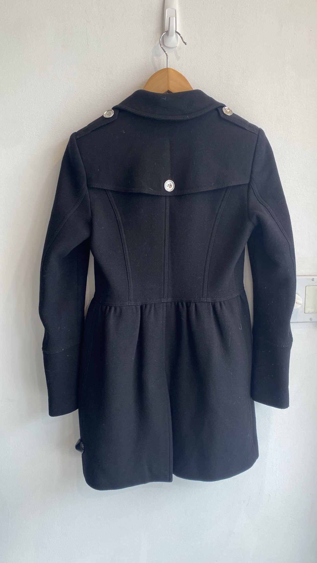 Burberry Brit Black Wool Coat for Women - Classic Winter Trench Coat with Belt - Perfect for Office, Travel & Formal Occasions