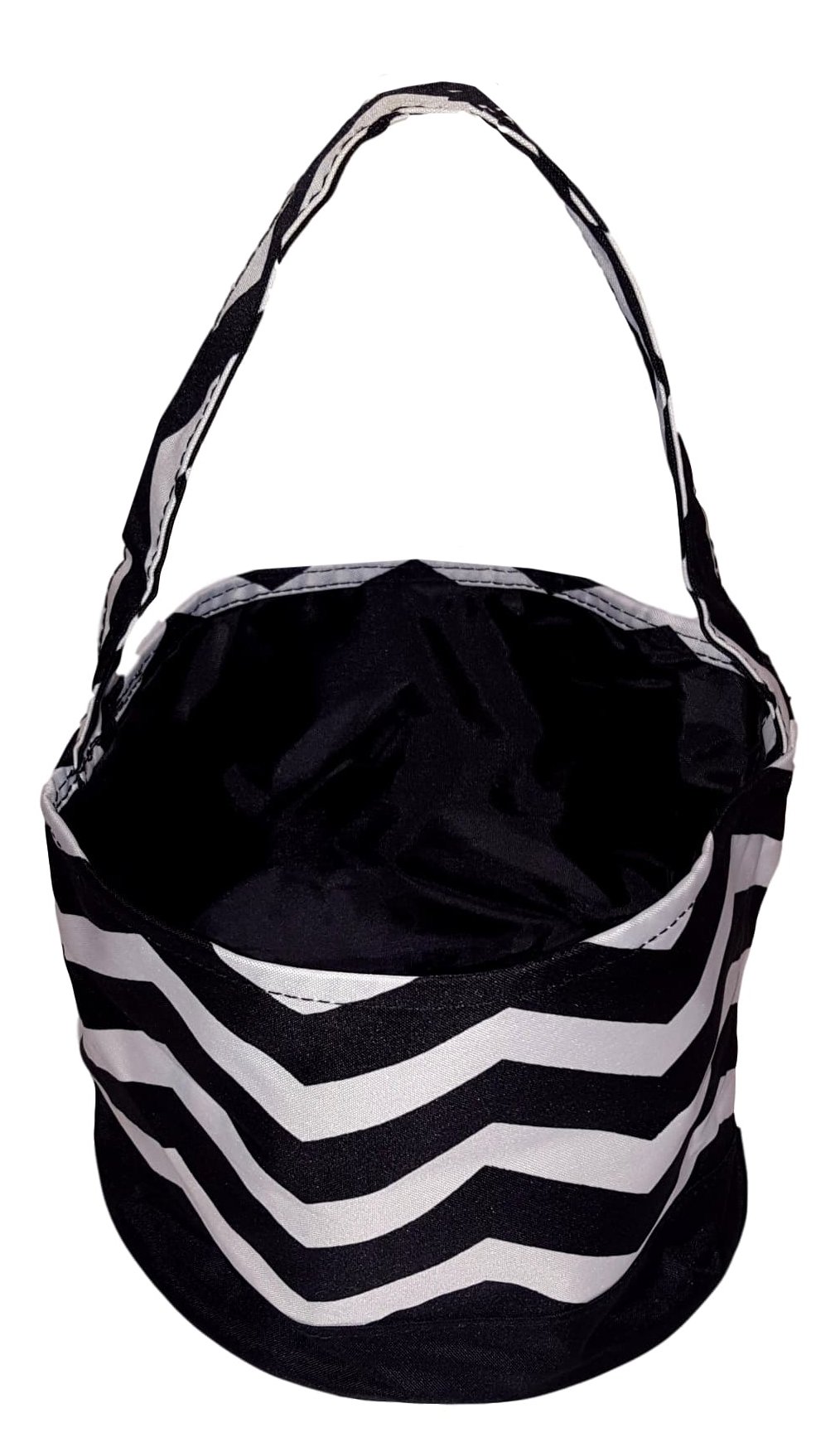 Easter Basket Fabric Bucket Tote Bag - Black Chevron Design for Women, Gift, Shopping & Travel | Perfect for Easter Gifts, Grocery Shopping, Beach Trips & Daily Use