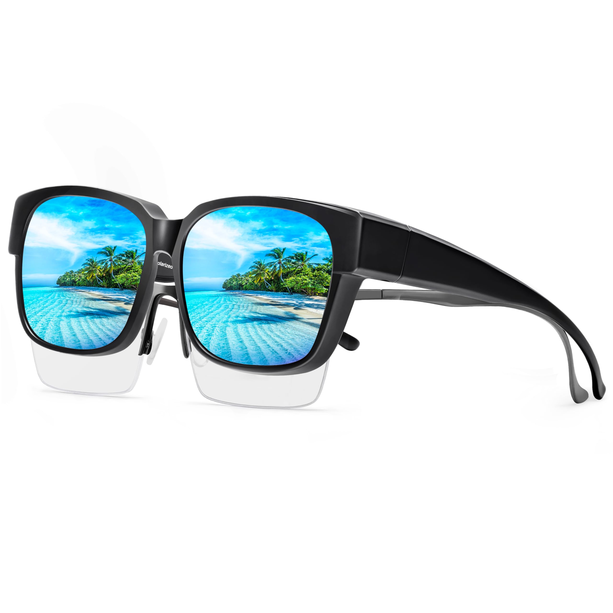 Polarized Wrap-around Sunglasses for Men & Women - UV400 Protection, Fit Over Prescription Glasses - Perfect for Driving, Outdoor Sports & Daily Wear