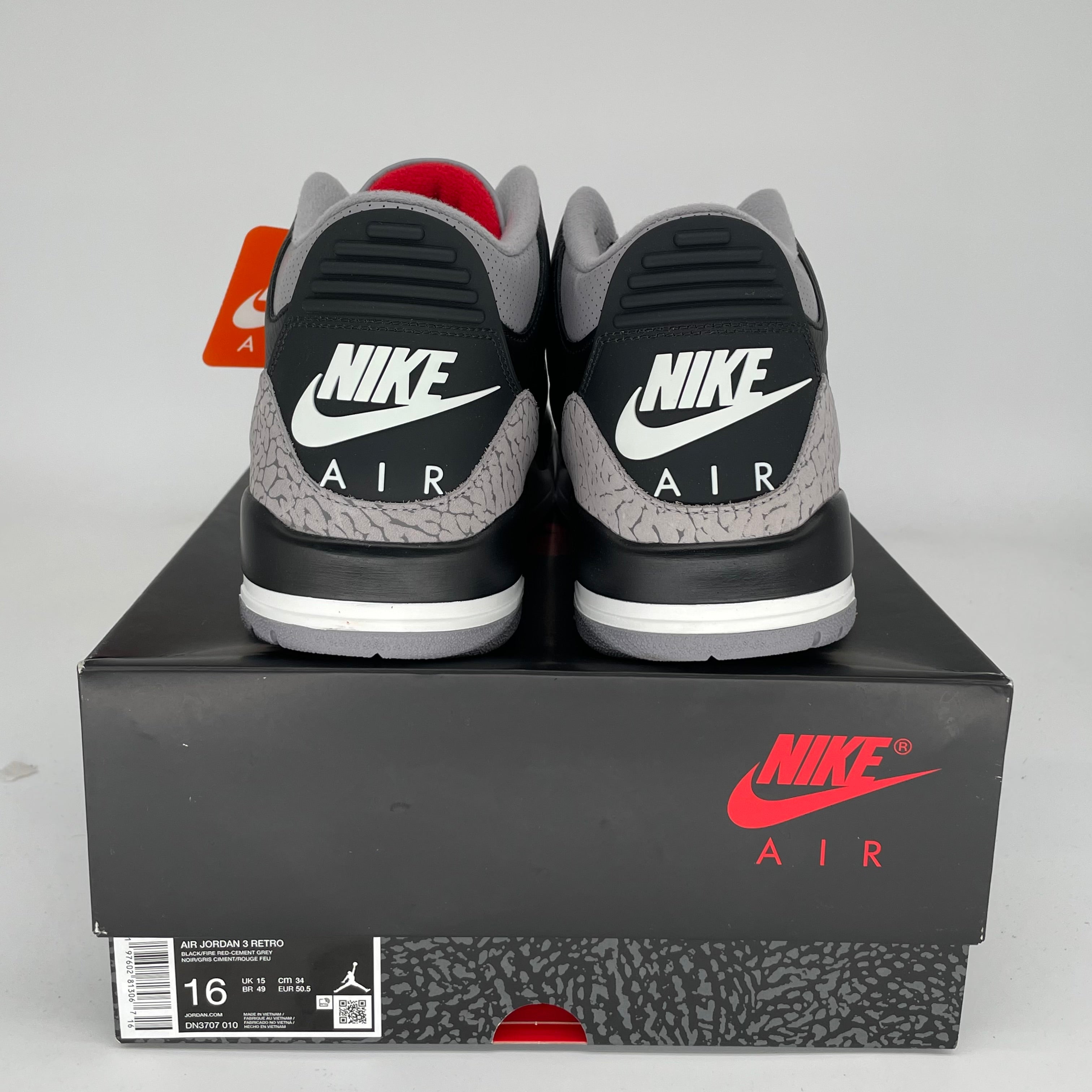 Original Air Jordan 3 Retro 'Black Cement' Men's Basketball Shoes - Size 16 (DN3707-010) - Iconic Sneakers for Streetwear & Basketball Performance