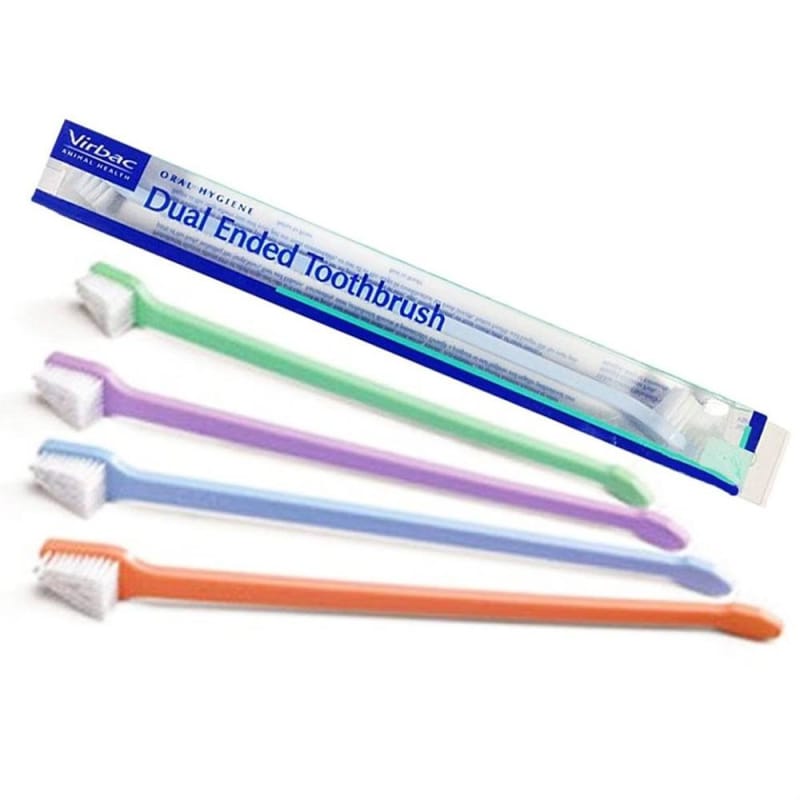 Virbac Dual-End Pet Toothbrush for Dogs & Cats - Soft Bristles for Gentle Cleaning - Perfect for Dental Care at Home or Travel