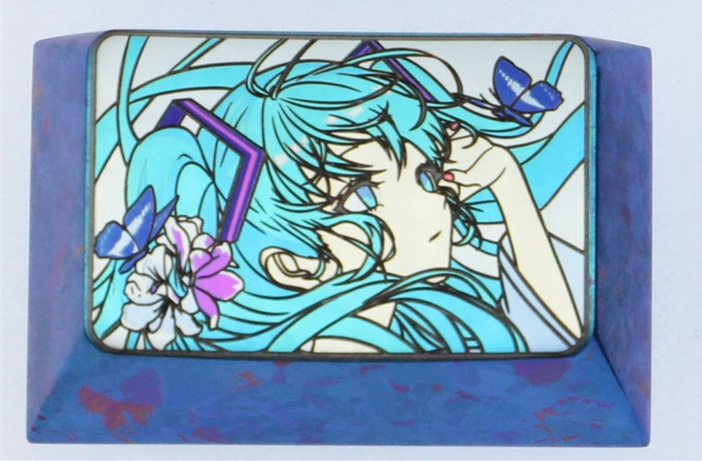 Hatsune Miku 1.5U Titanium Alloy Keycap - Custom Anime Keyboard Key for Mechanical Switches (Cherry MX, Gateron) - Perfect for Gaming, Typing & Anime-Themed PC Setup