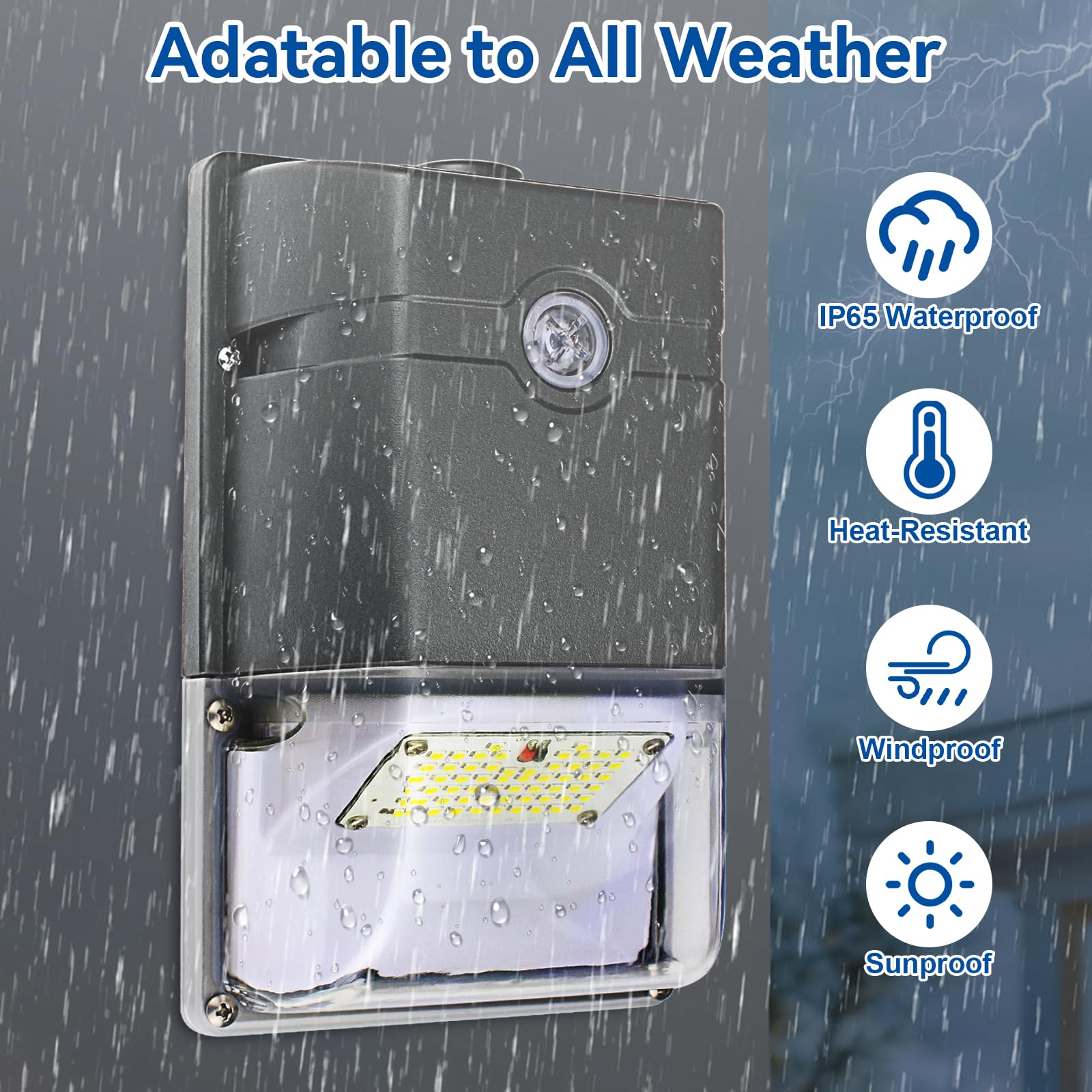 35W Dusk to Dawn Outdoor LED Wall Pack Lights with Photocell Sensor - 4750LM 5000K Bright White Flood Lights for House, Garage, Warehouse - ETL Certified (8 Pack) - Perfect for Security Lighting and Energy-Efficient Illumination