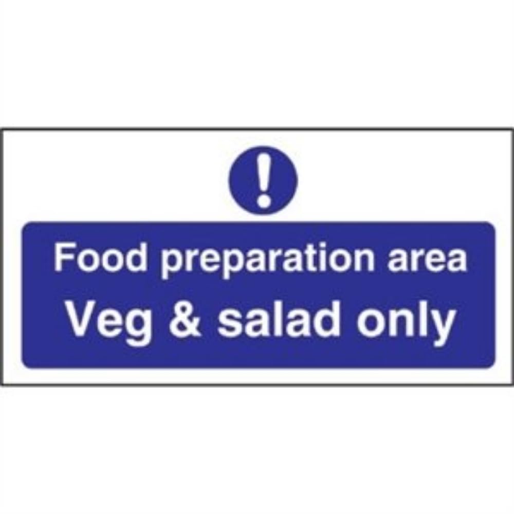 Stalwart L842 'Food Preparation Area Veg & Salad Only' Sign - 100mm x 200mm - Durable Kitchen Safety Label for Restaurants, Cafes & Food Service Areas