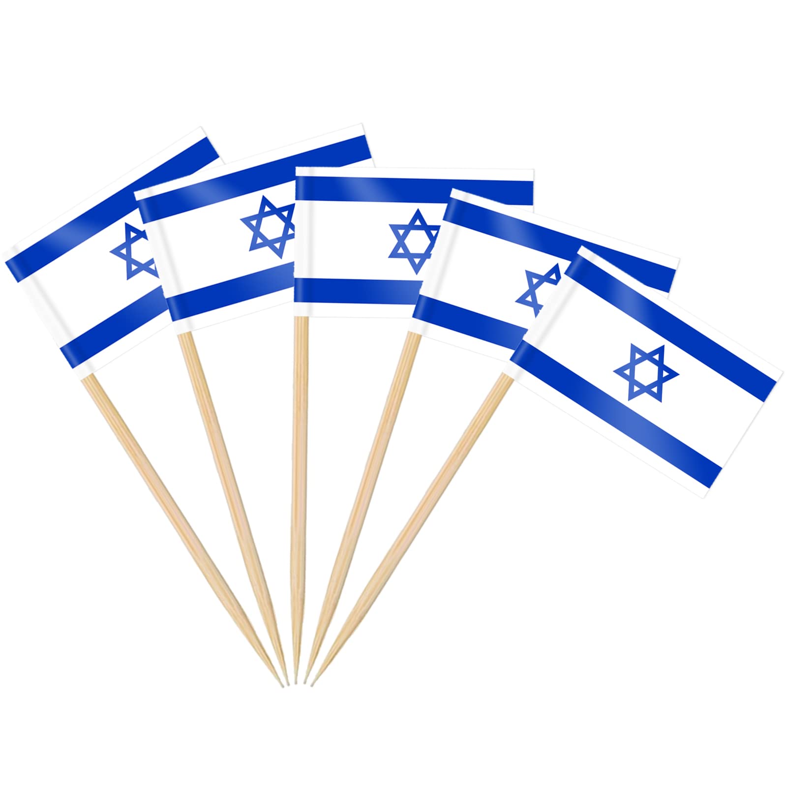 100 Pcs Israeli Flag Toothpicks & Cupcake Toppers - Mini Israel Flags for Pesach Decorations, Cocktail Party Supplies & Patriotic Celebrations - Perfect for Independence Day, Hanukkah & Jewish Holiday Events